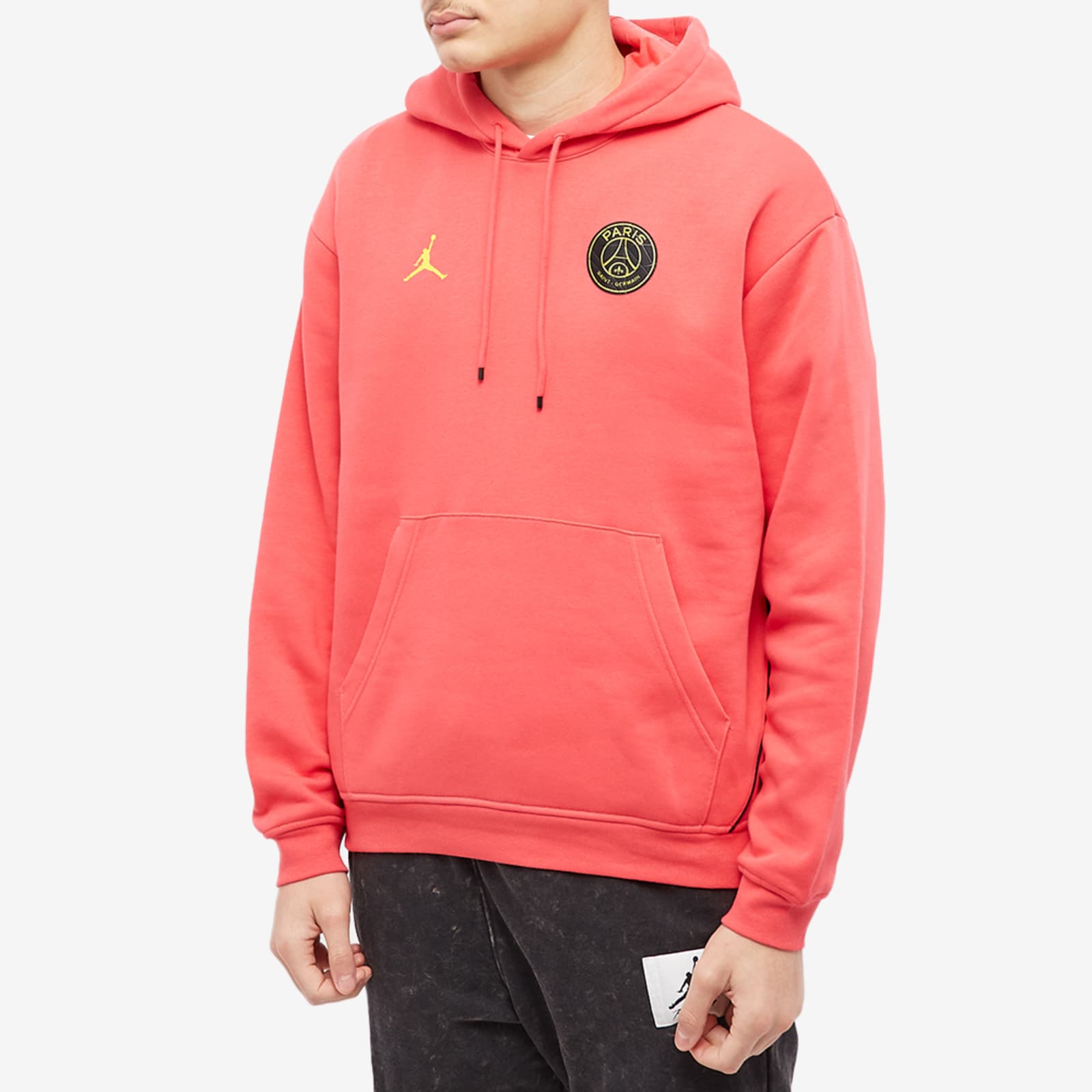 Air Jordan x PSG Pullover Fleece Hoodie - Light Fusion Red & Tour Yellow