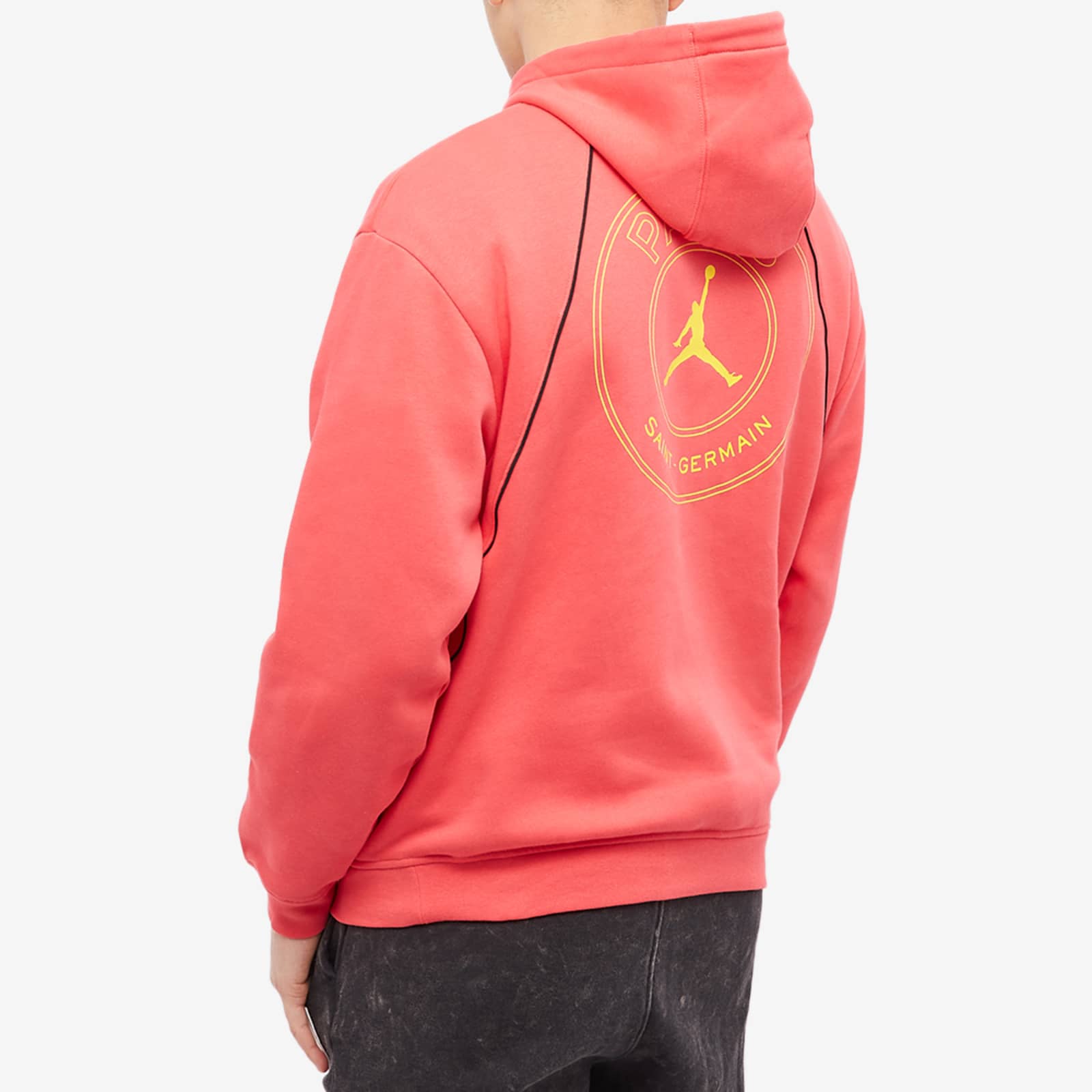 Air Jordan x PSG Pullover Fleece Hoodie - Light Fusion Red & Tour Yellow