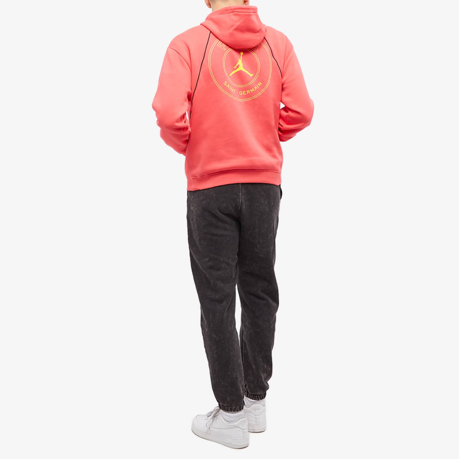 Air Jordan x PSG Pullover Fleece Hoodie - Light Fusion Red & Tour Yellow
