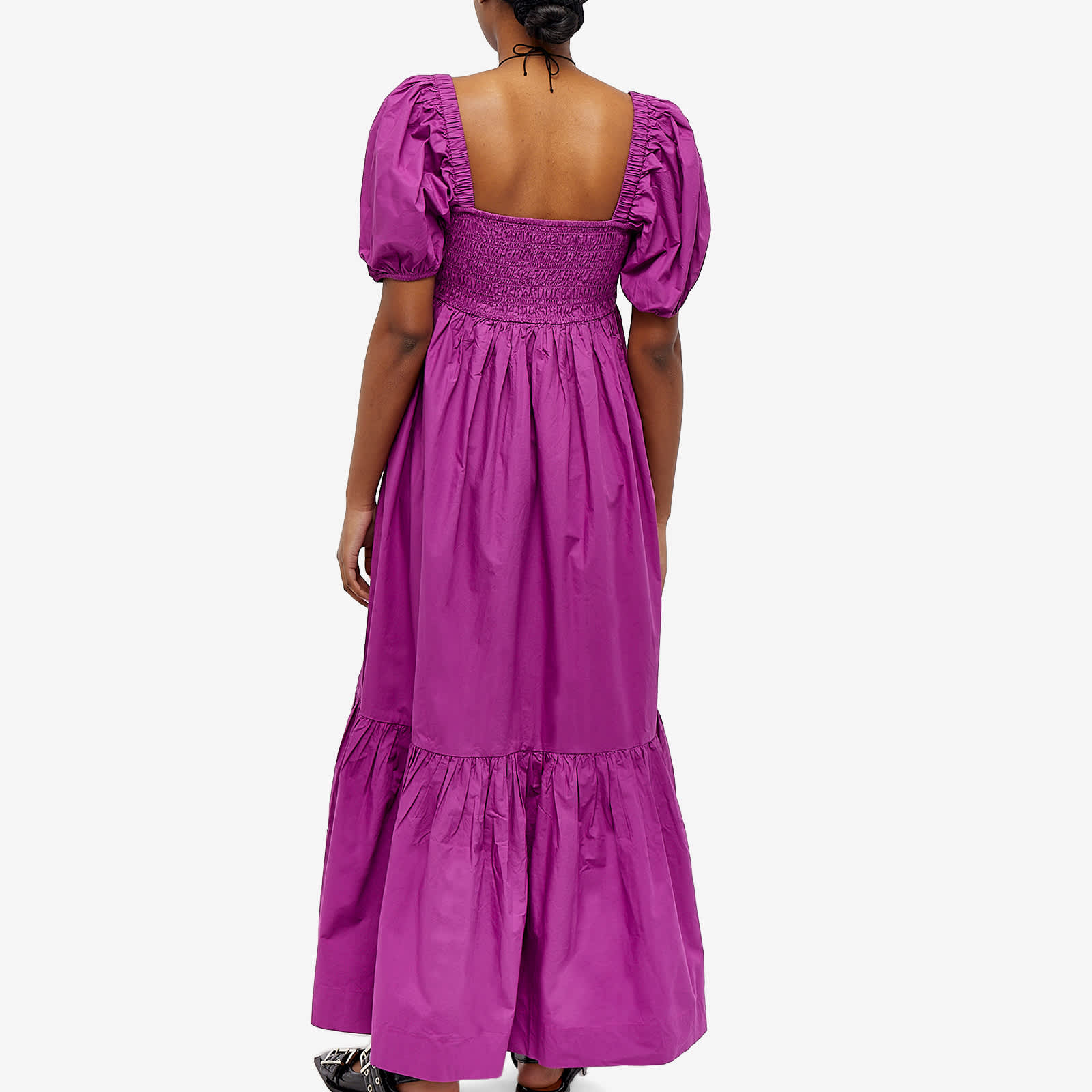 GANNI Smock Maxi Dress Purple Wine | END. (JP)