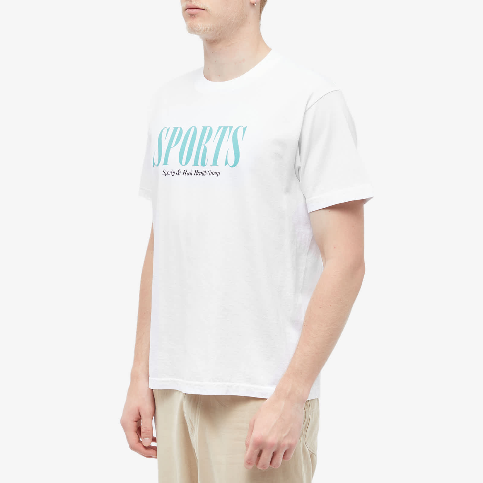 Sporty & Rich Sports TShirt White & Faded Teal END.