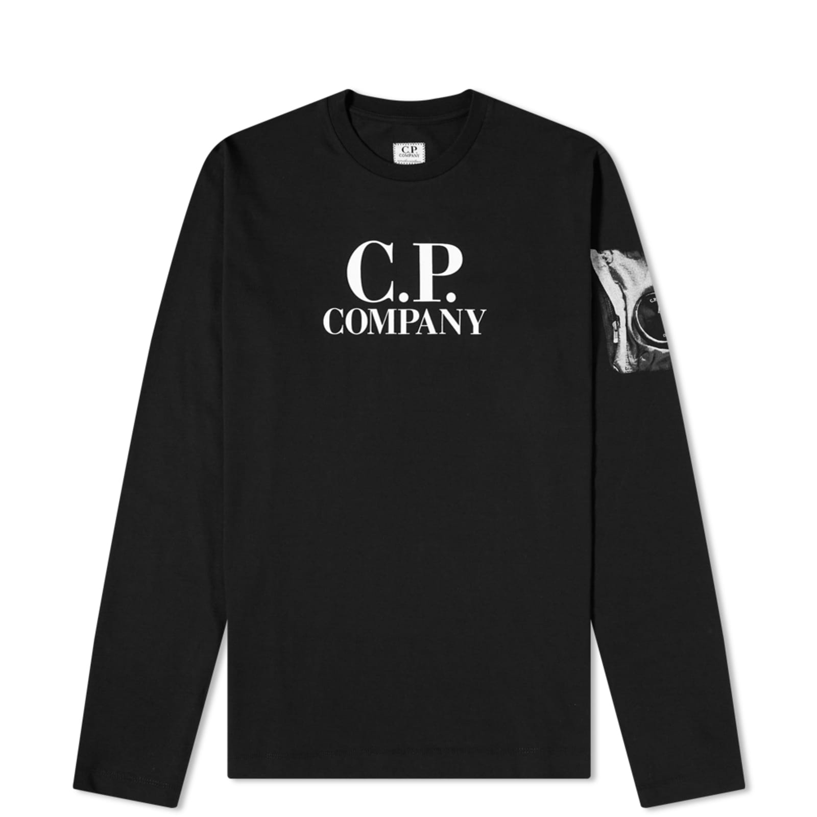 C.P. Company Undersixteen Long Sleeve Logo Printed Tee Black END.