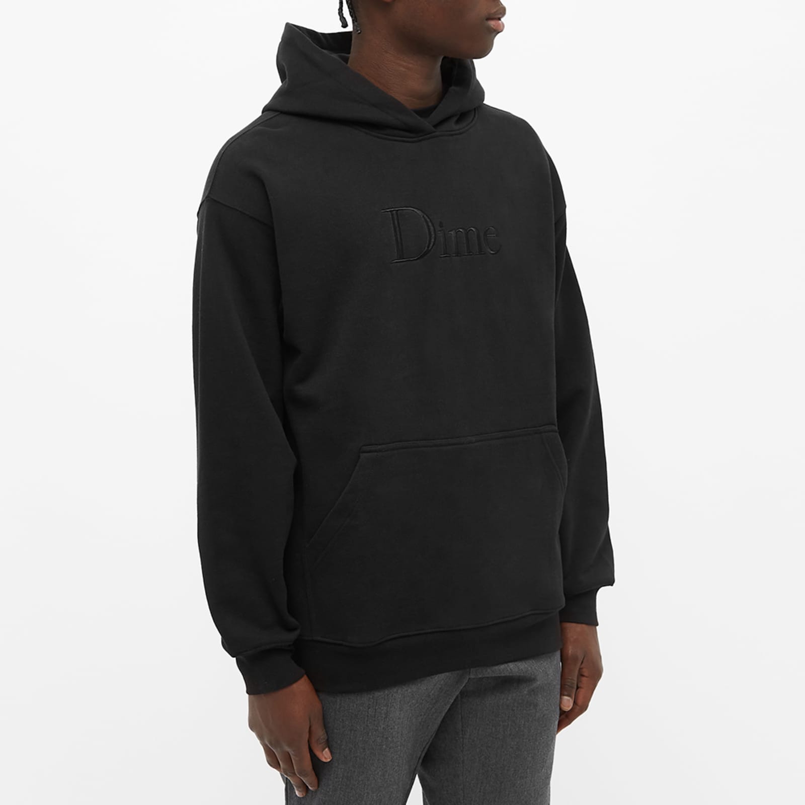 Dime Classic Logo Embroidered Hoodie - Black