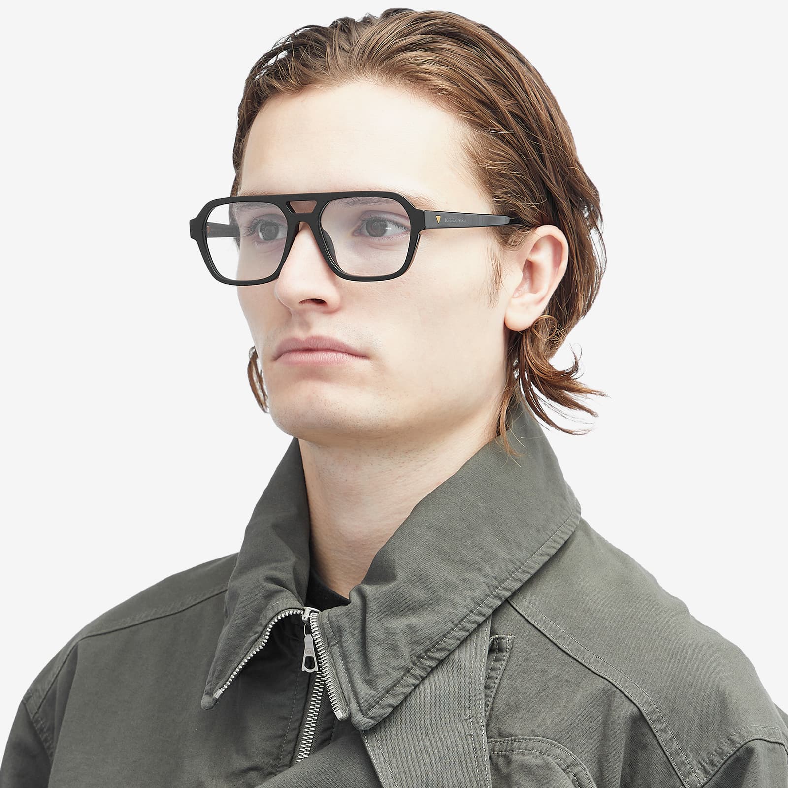 Bottega Veneta Triangle Stud Optical Glasses - Black & Transparent