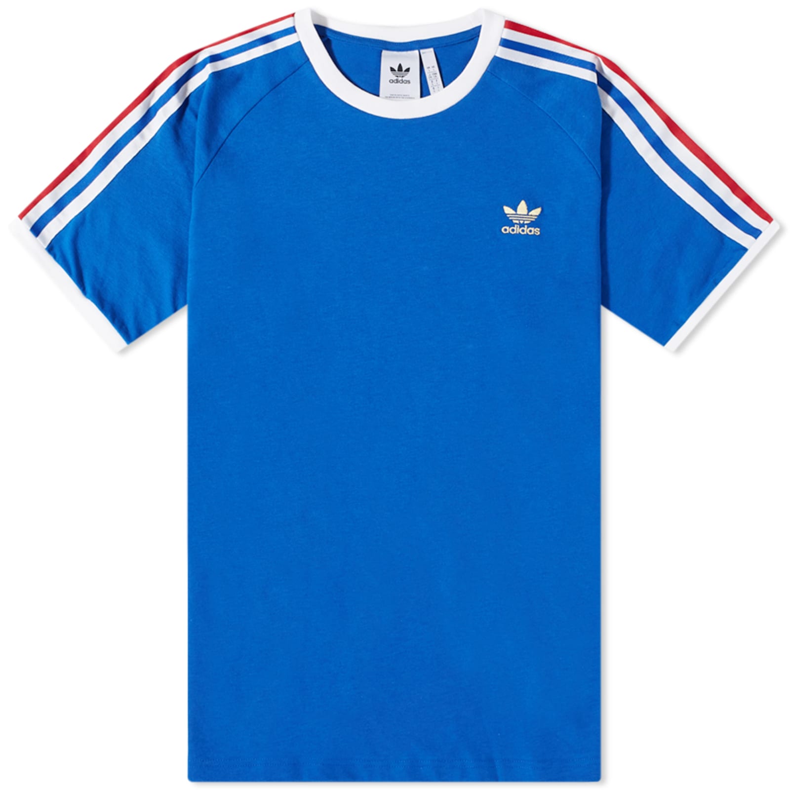 Adidas 3 Stripe 'France' T-Shirt - Blue, White & Gold