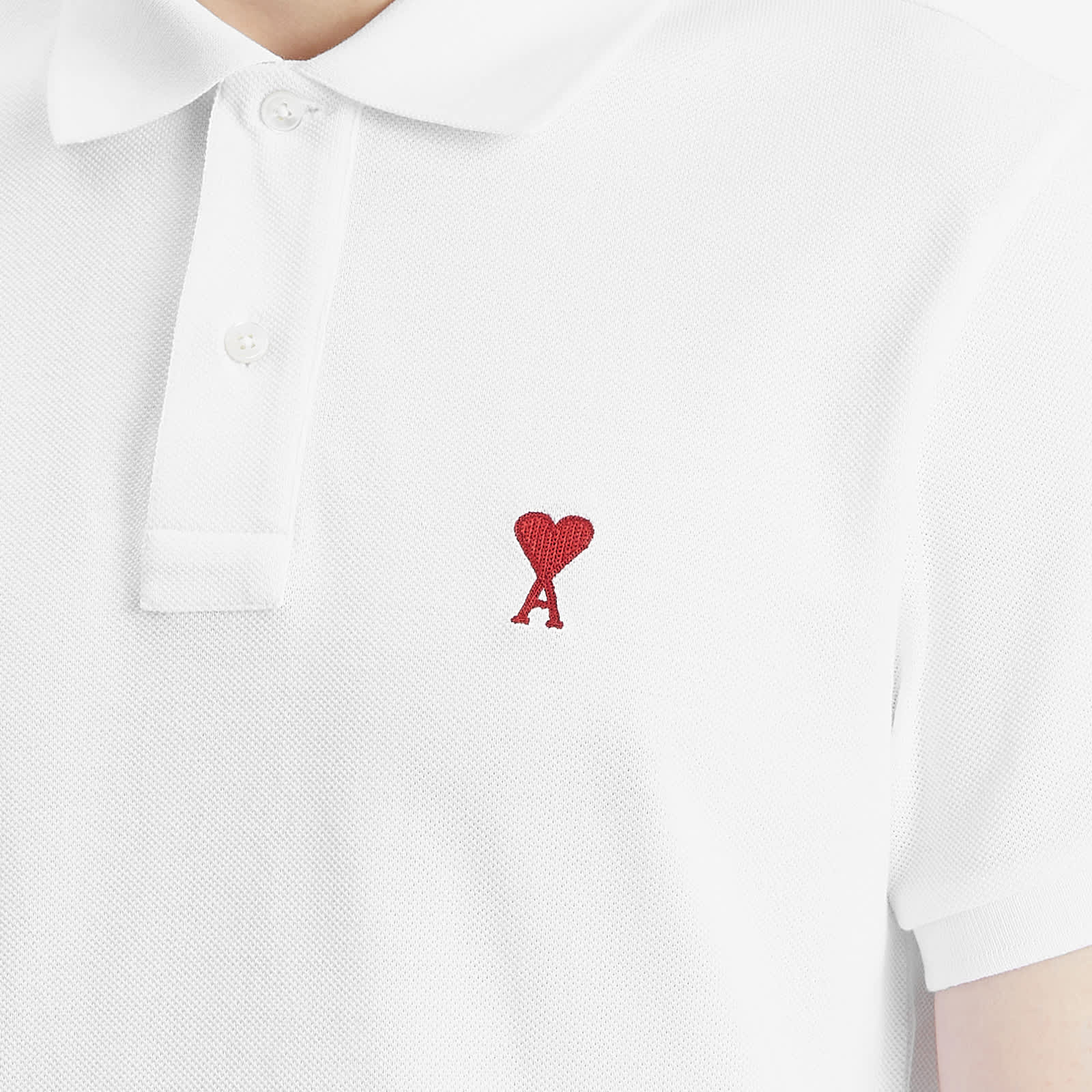 AMI Paris Small A Heart Polo - White