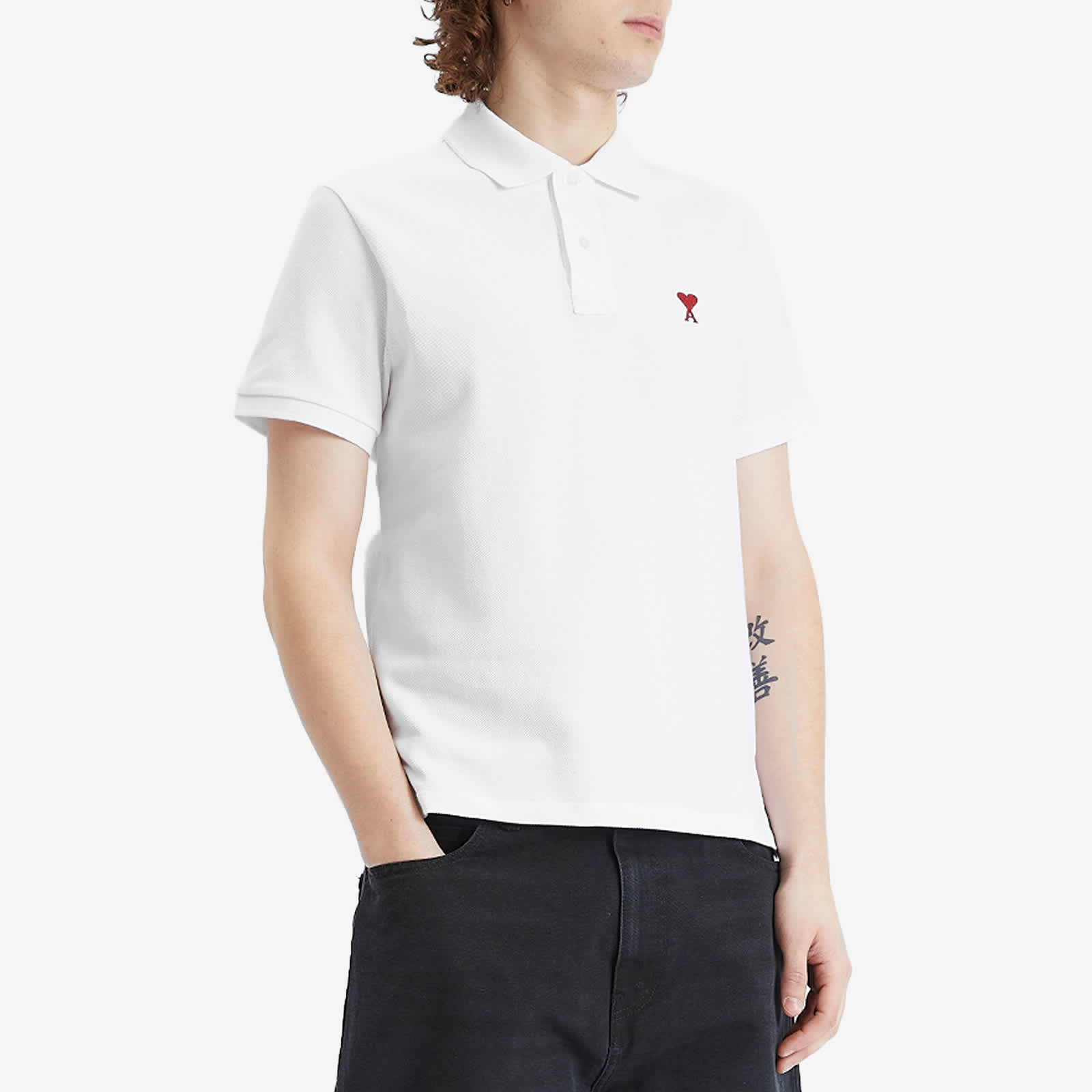 AMI Paris Small A Heart Polo - White