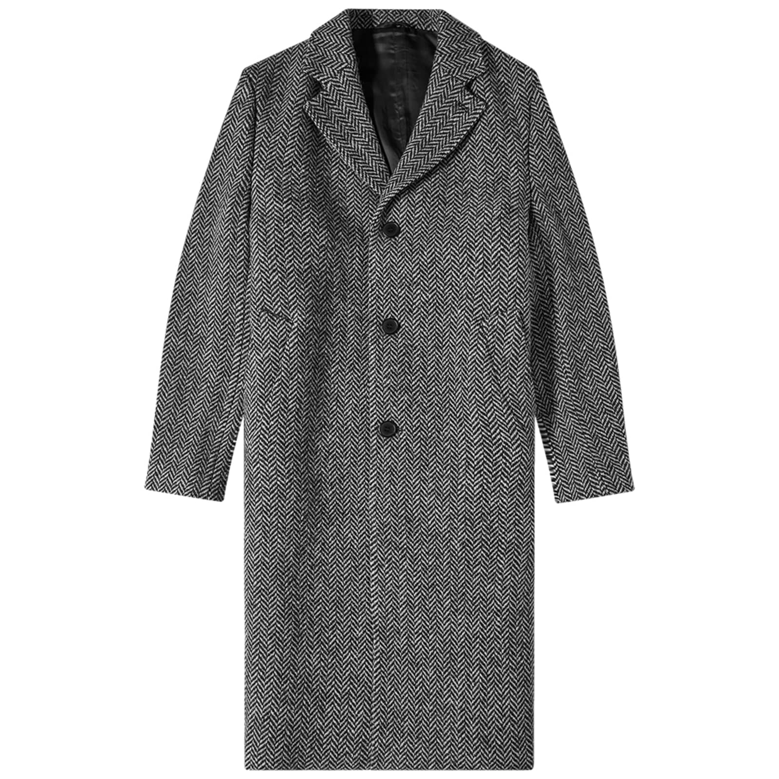 Officine Generale Soft Jack Herringbone Wool Coat Black & White END.