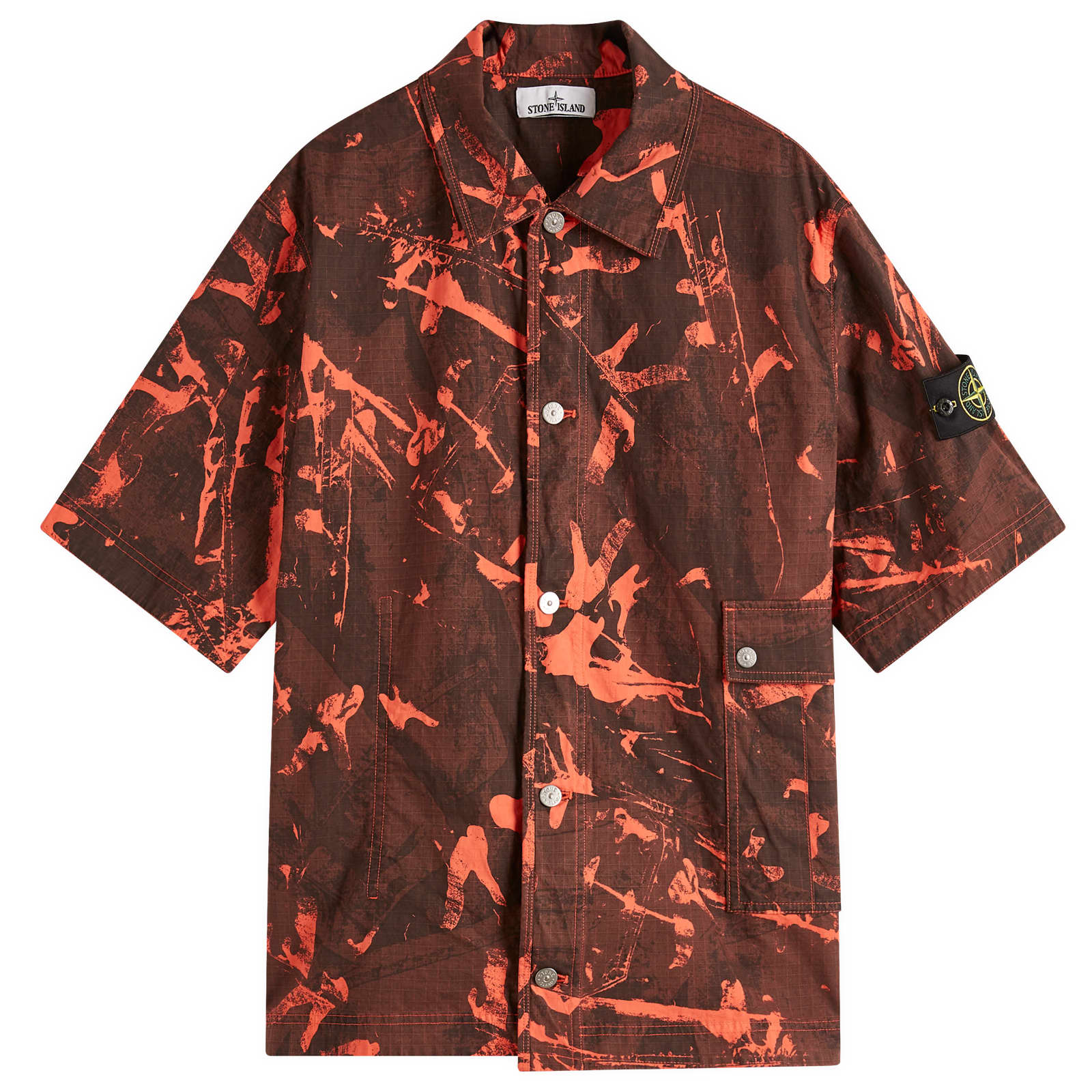 Stone Island Scan Camo Ripstop-OVD Short Sleeve Shirt - Black