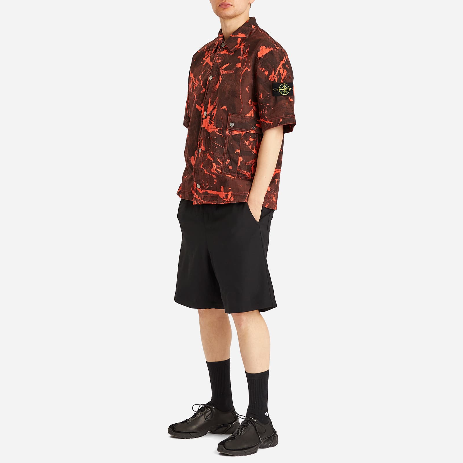 Stone Island Scan Camo Ripstop-OVD Short Sleeve Shirt - Black