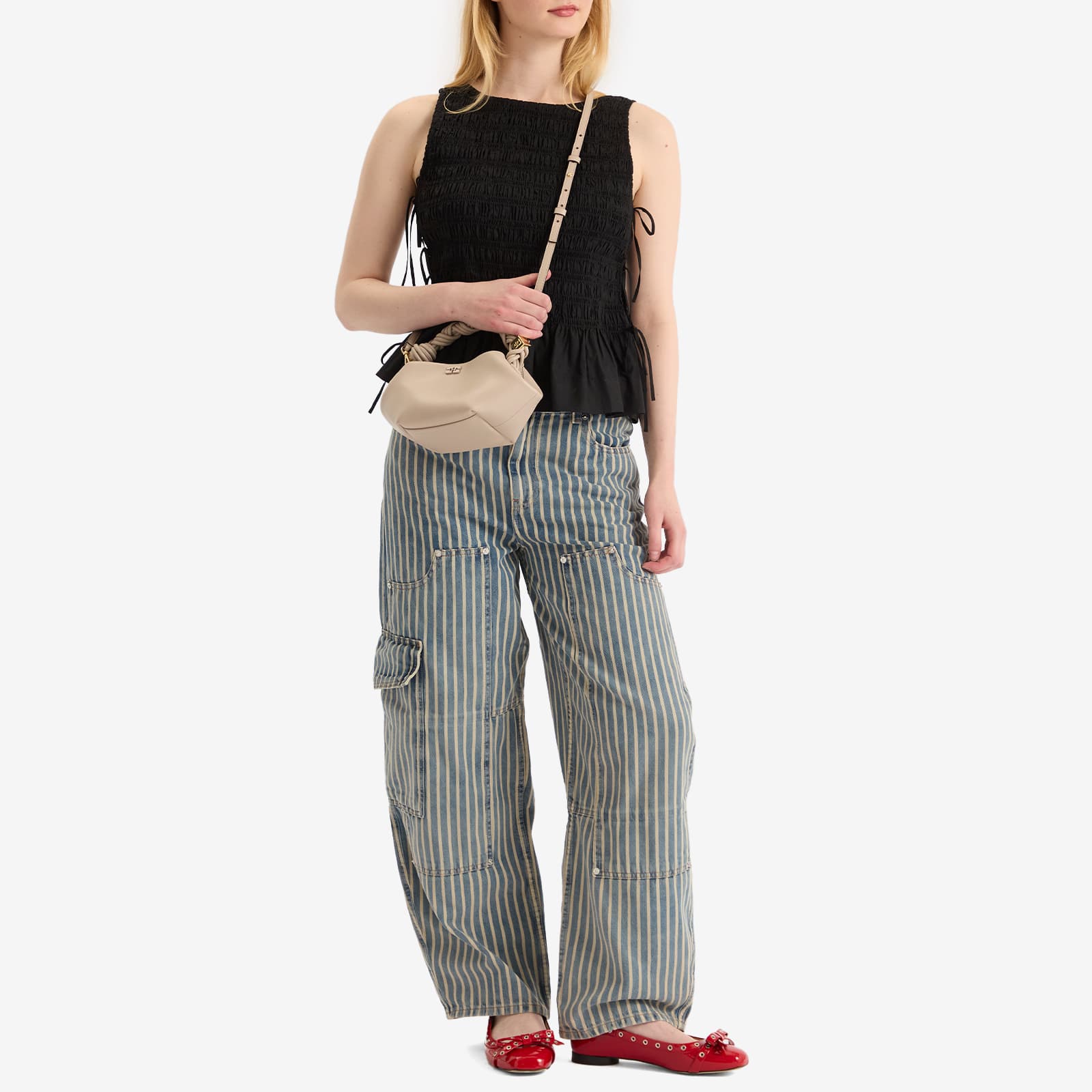 GANNI Cotton Poplin Smock Tie String Top