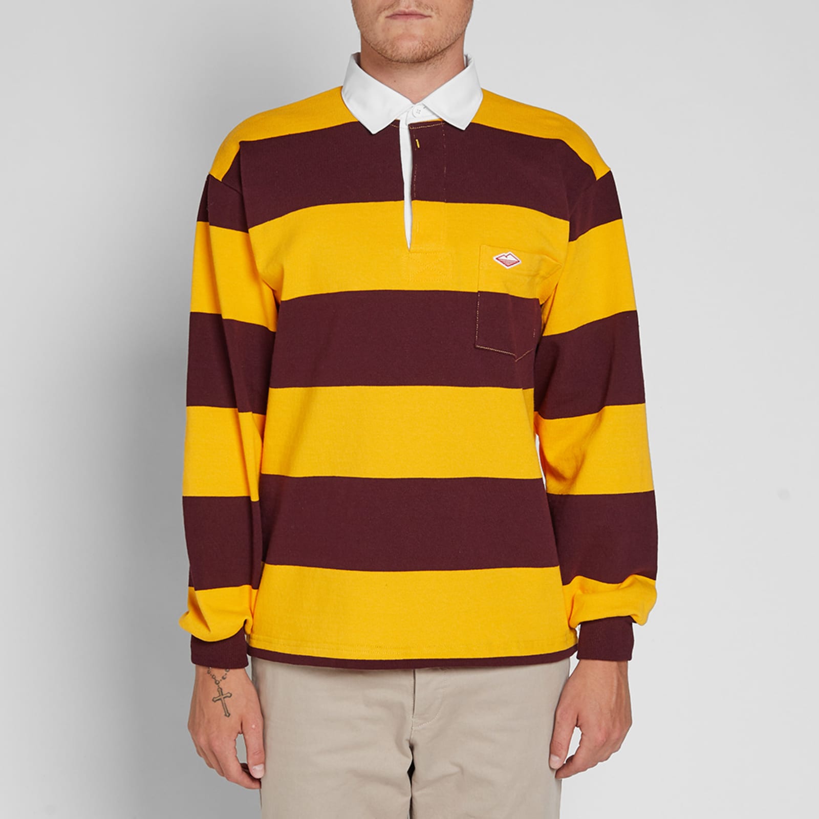 Battenwear Stripe Pocket Rugby Shirt Maroon & Gold END. (US)