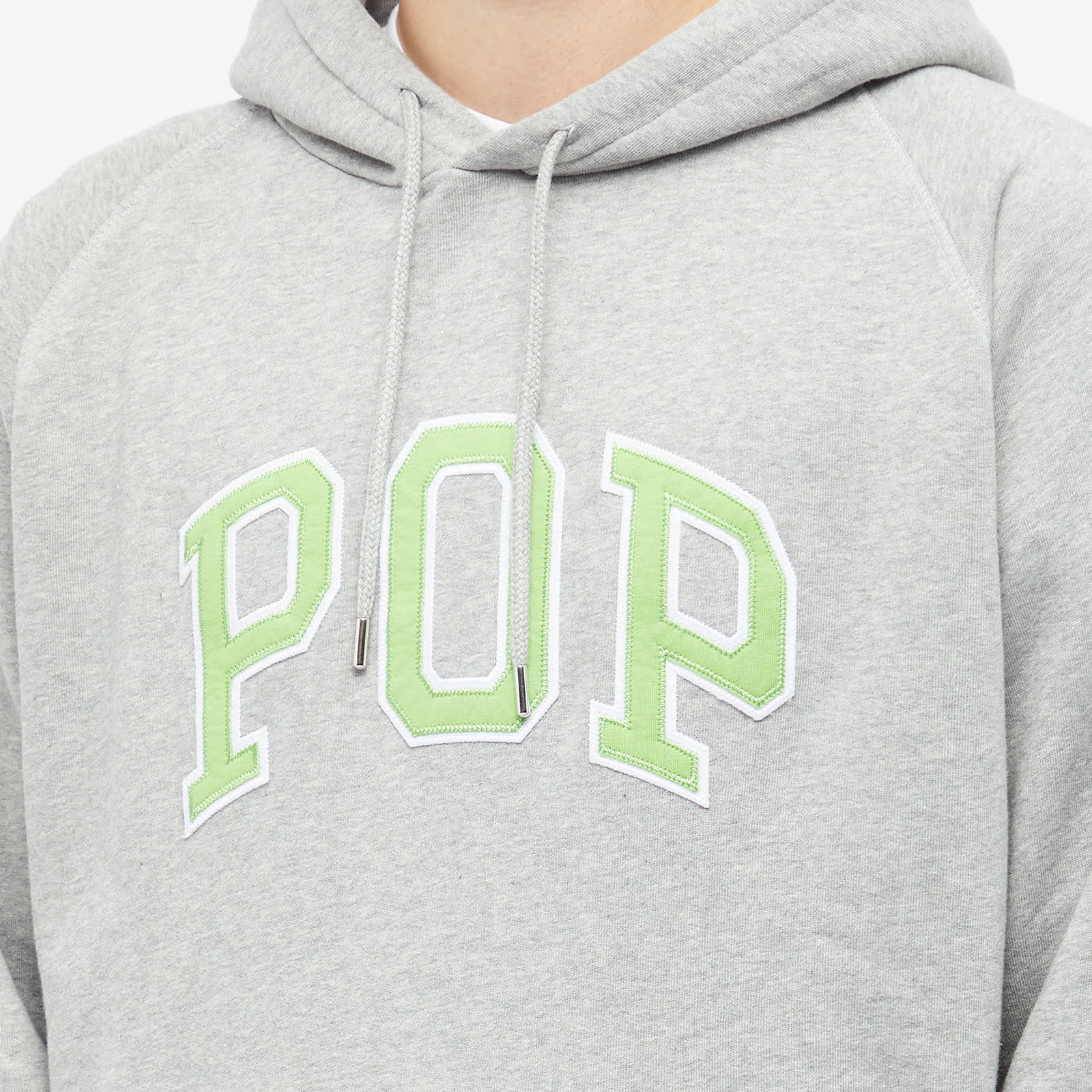 POP Trading Company Arch Logo Popover Hoodie Light Grey Heather END.