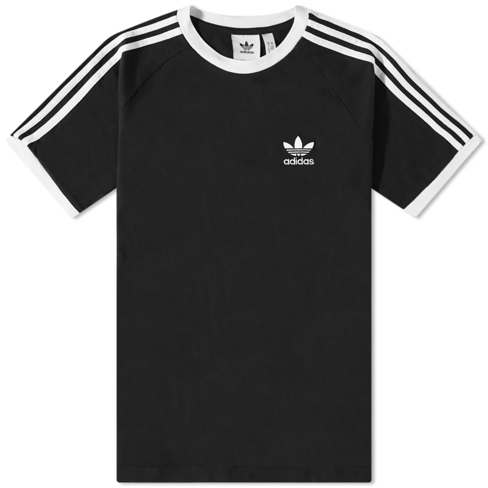 Adidas 3 stripe t shirt black end global 