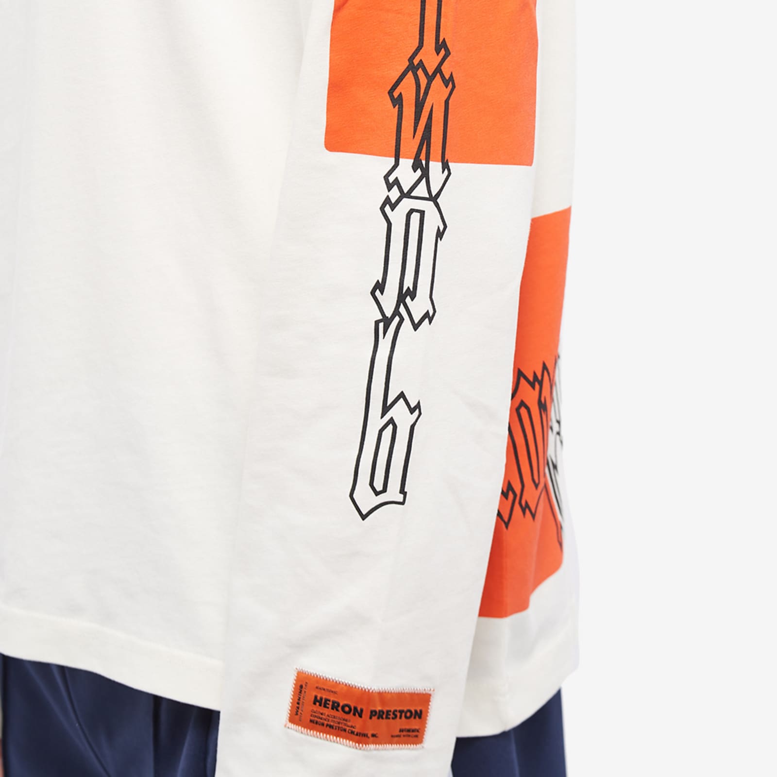 Heron Preston Long Sleeve Gothic Colour Block TShirt White END. (US)