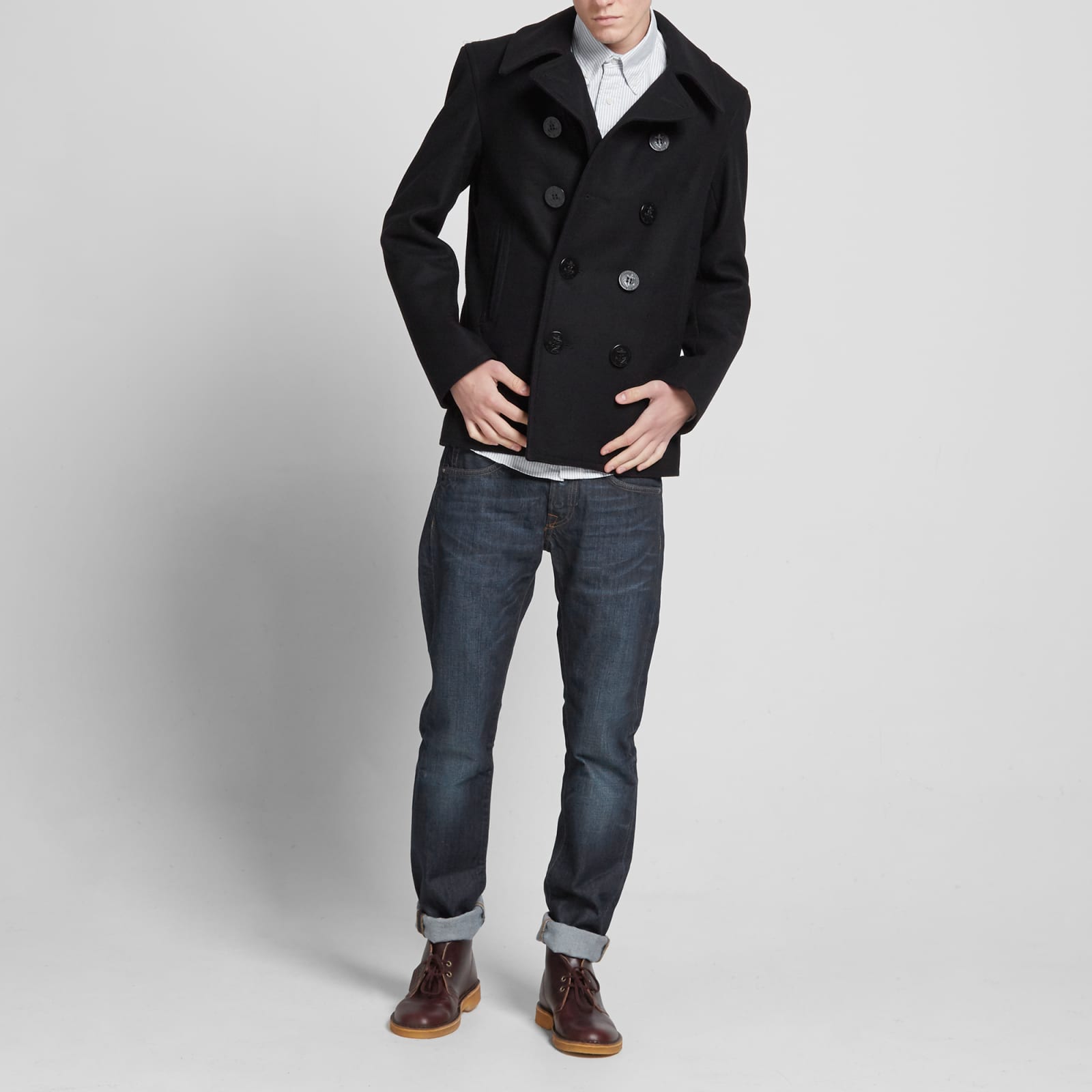 Gloverall Reefer Pea Coat Black END.