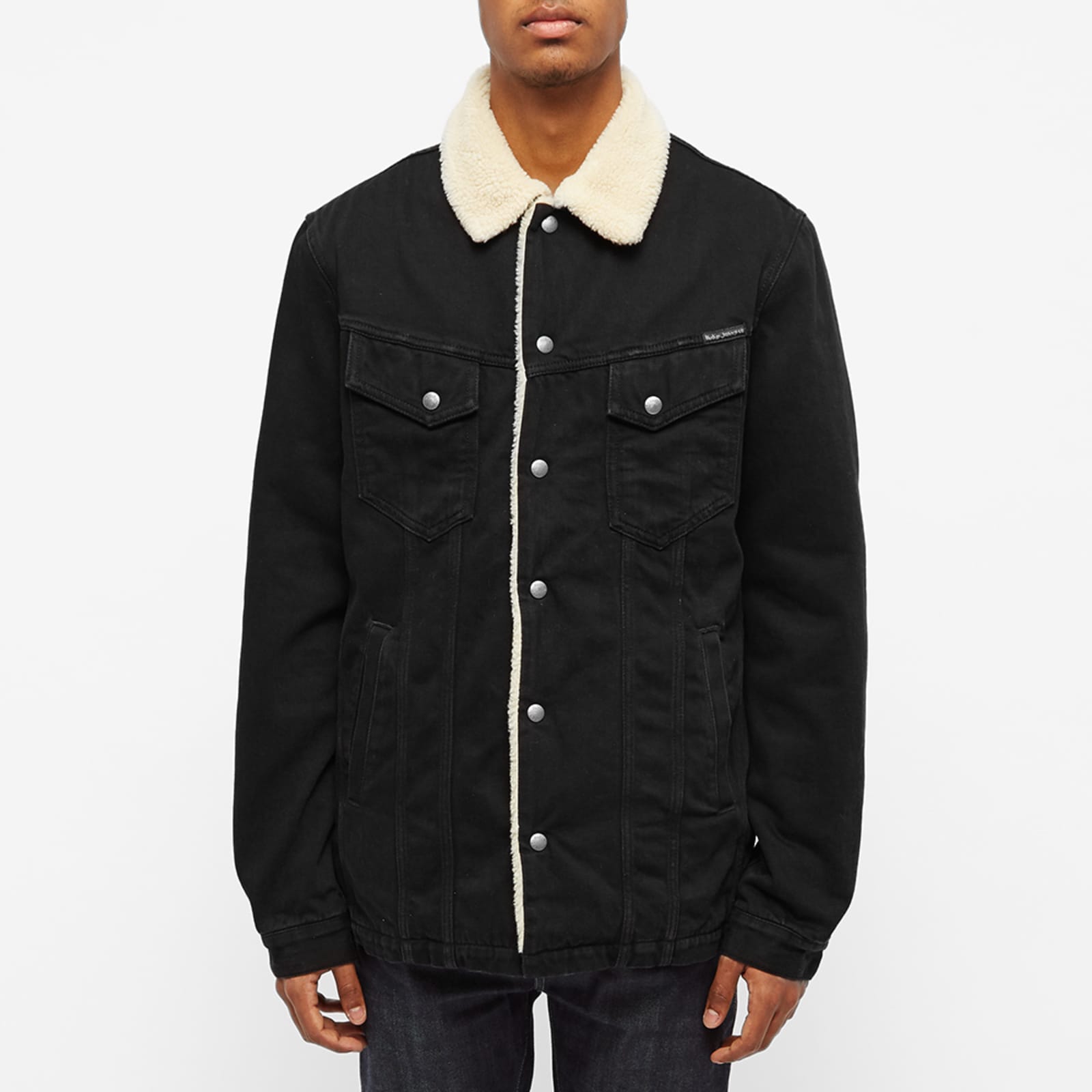 Nudie Lenny Sherpa Denim Jacket Black END.