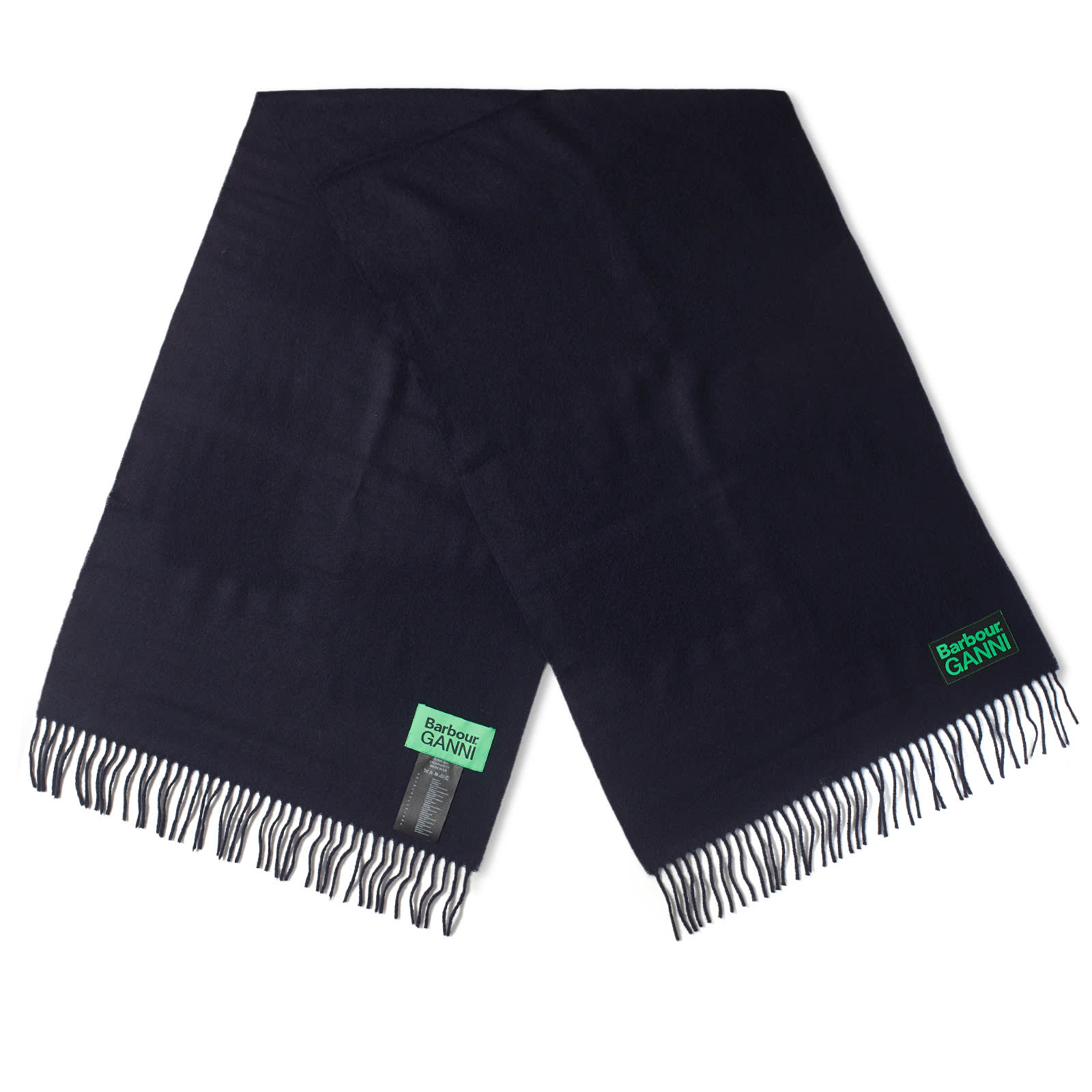 Barbour X Ganni Lambswool Scarf Navy END 