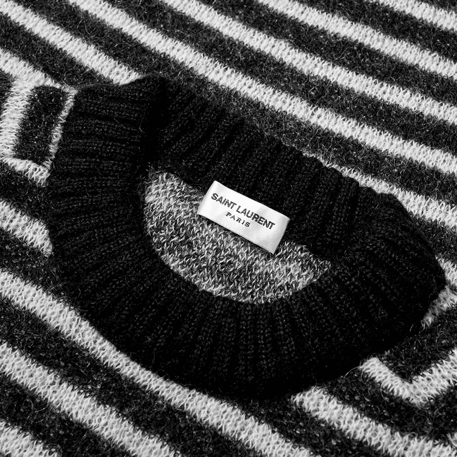 Saint Laurent Stripe Mohair Knit Black & Natural END.
