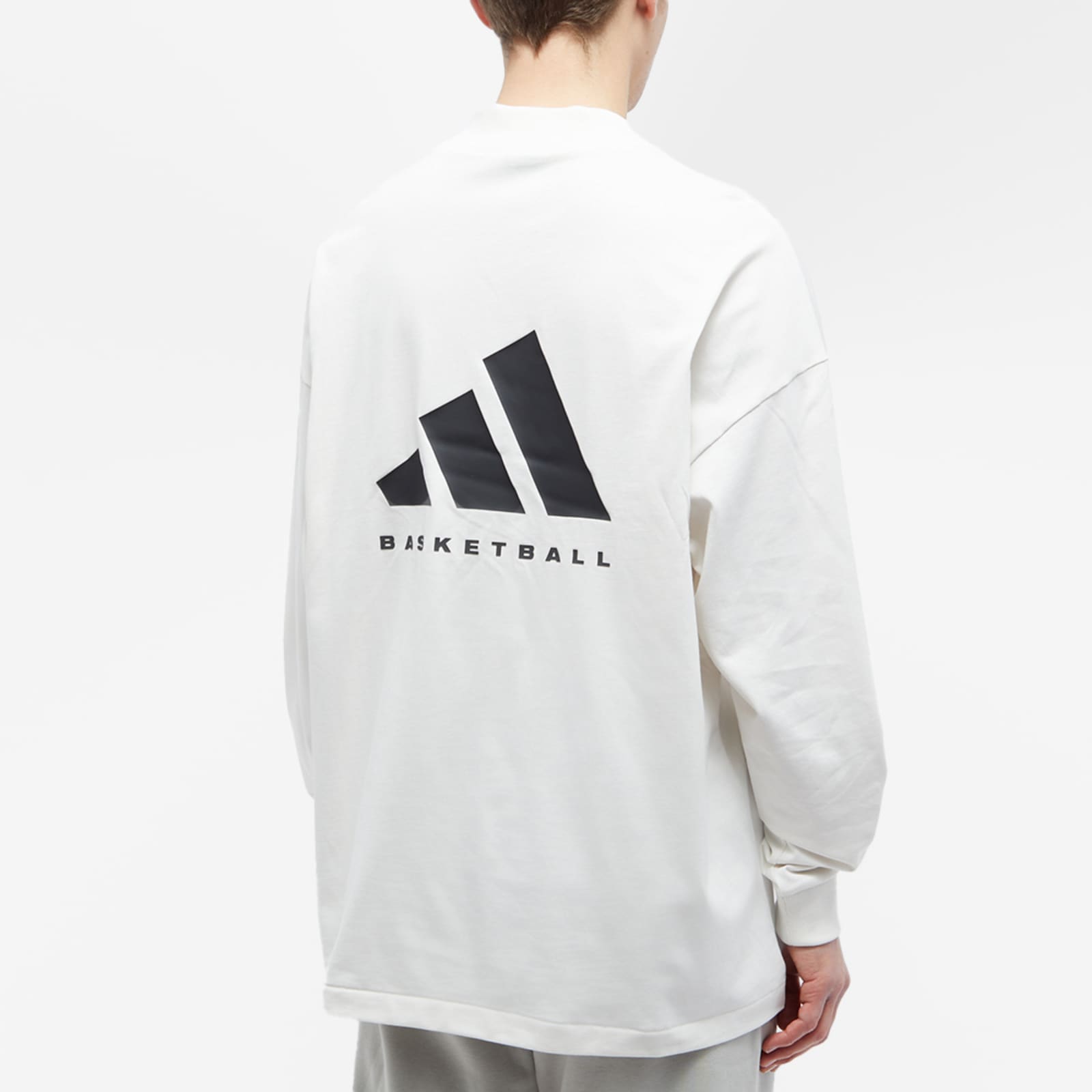 Adidas Basketball Long Sleeve Back Logo TShirt Cloud White END. (US)