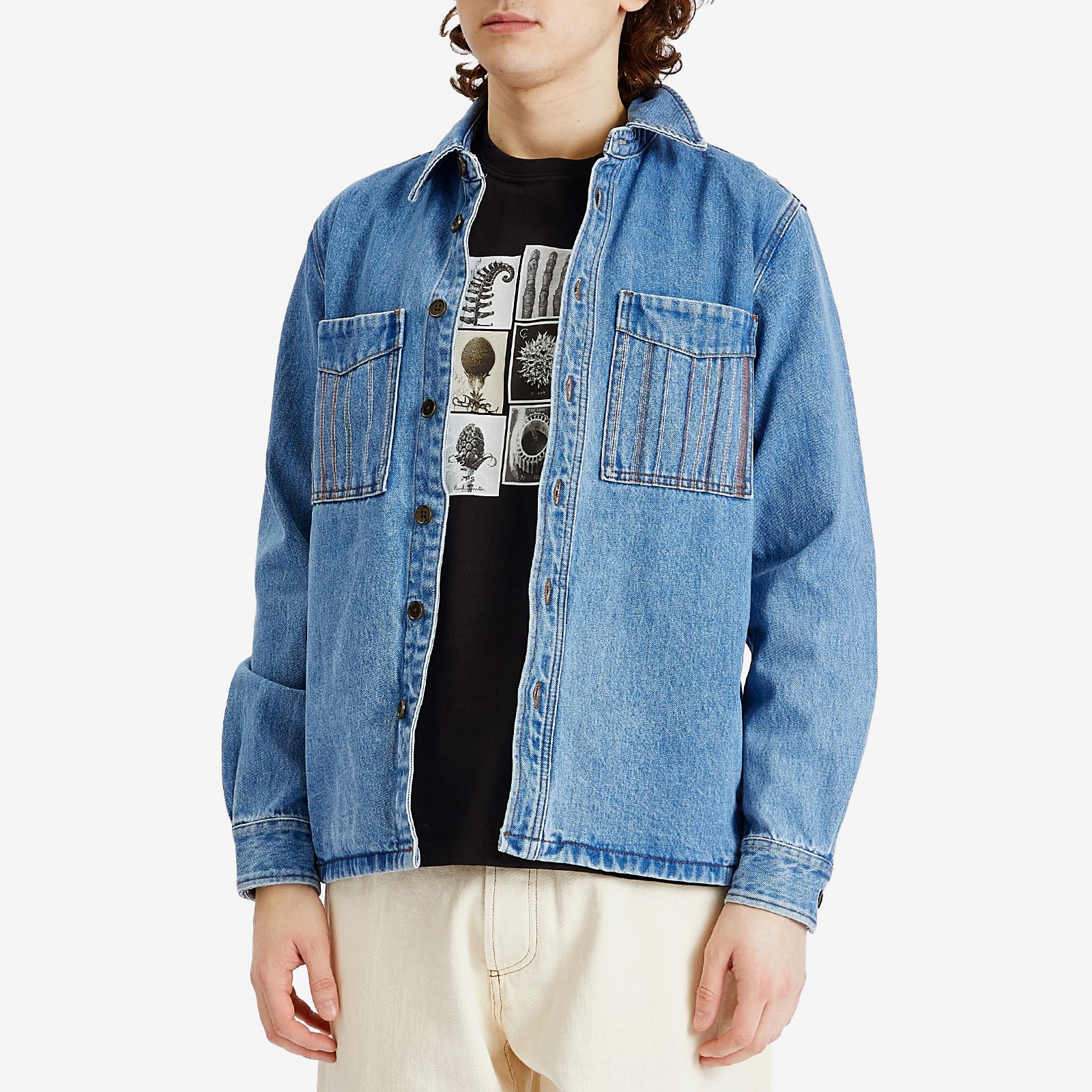 Paul Smith Stripe Embroidered Denim Shirt Jacket