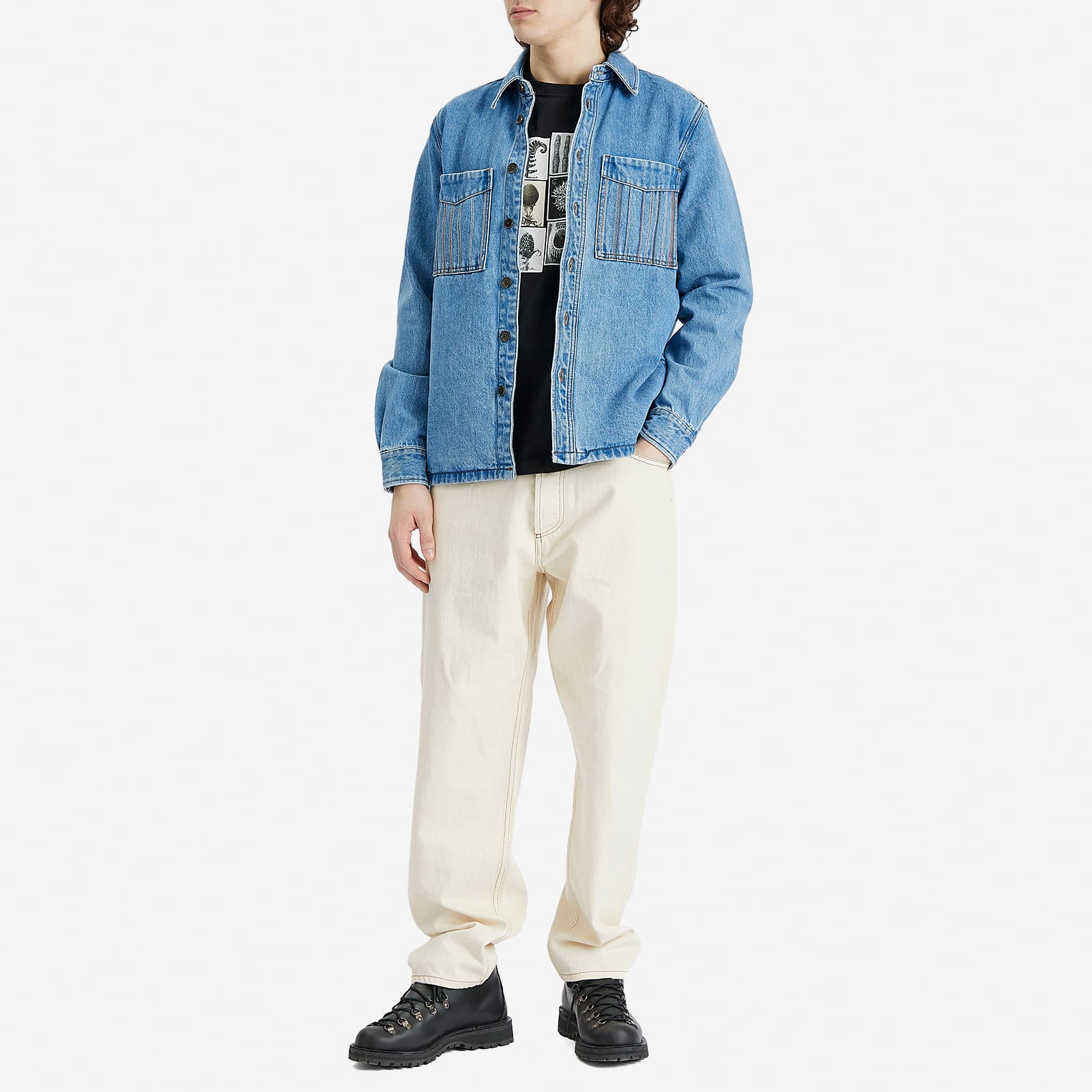 Paul Smith Stripe Embroidered Denim Shirt Jacket