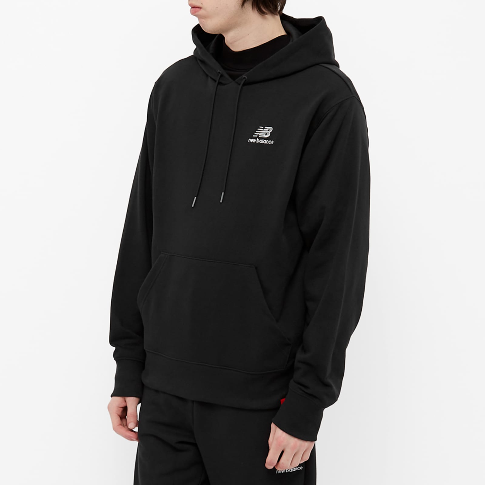 New Balance Essentials Embroidered Hoodie Black END.