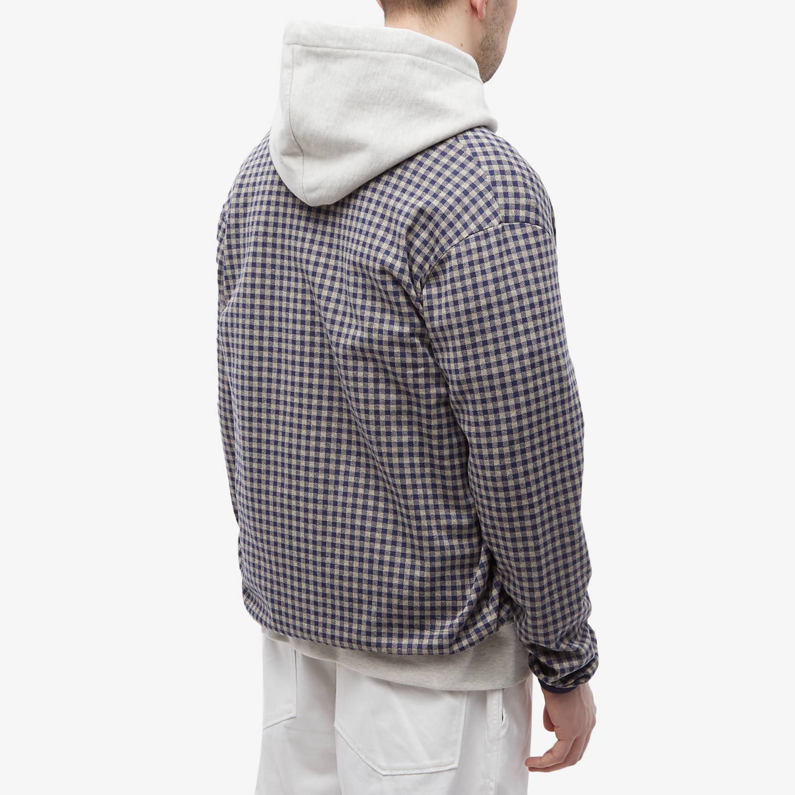 Universal Works Gingham Fleece Zip Bomber Jacket Navy END. (AR)