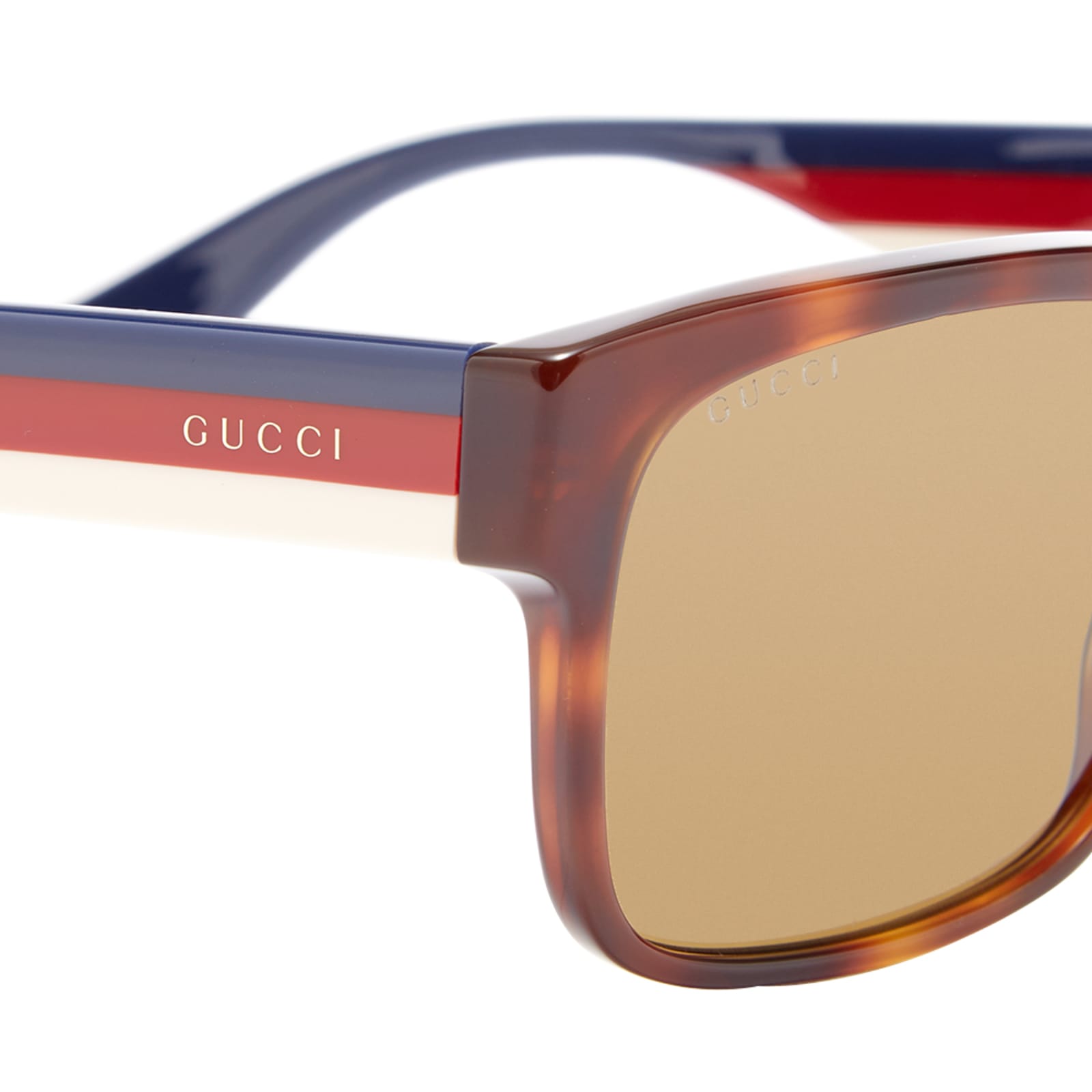 Gucci Sylvie Striped Sunglasses - Havana