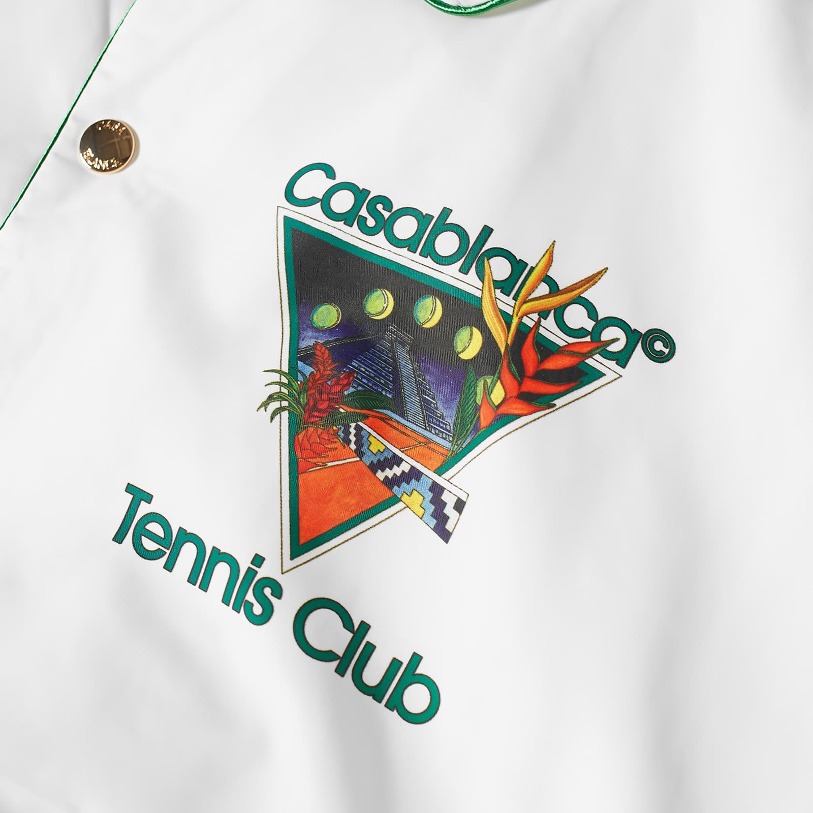 Casablanca Tennis Club Icon Coach Jacket - White & Green