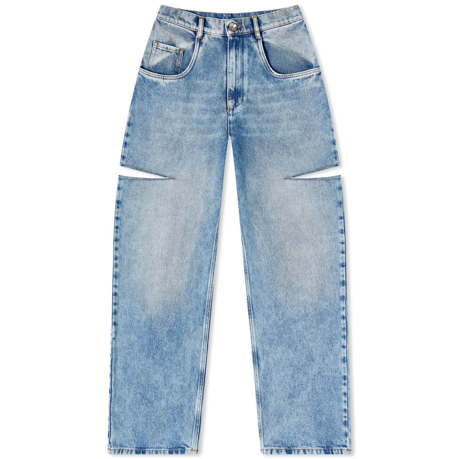 Maison Margiela 5 Pockets High Rise Baggy Cut Out Jeans - Denim