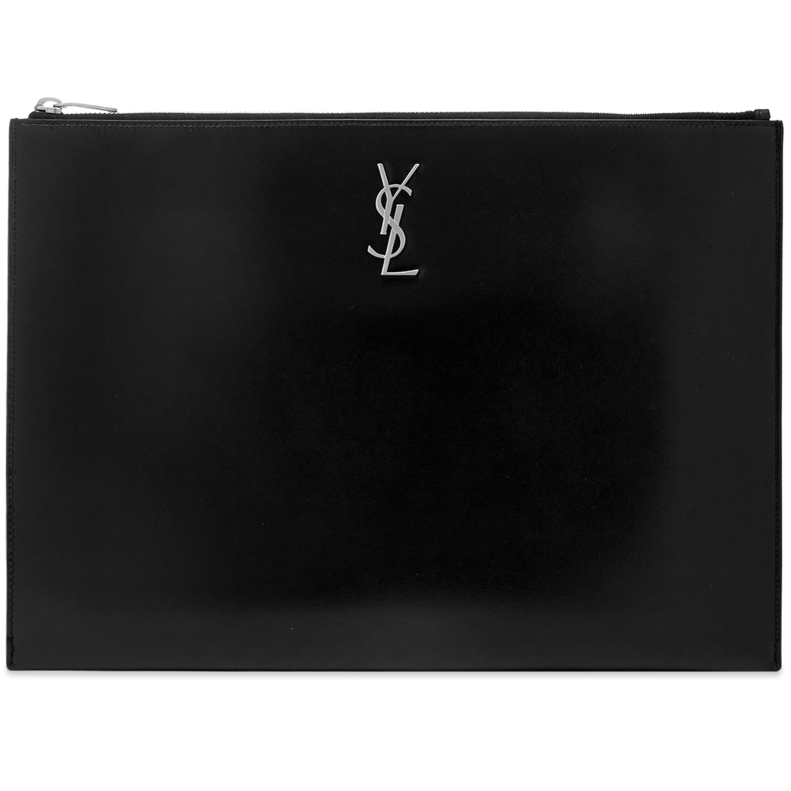 Saint Laurent YSL Metal Logo Document Holder - Black & Silver