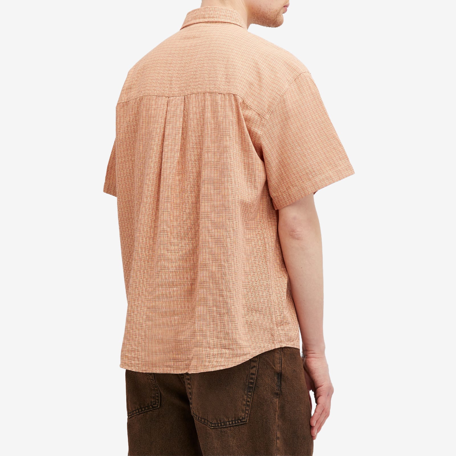 Madison Trader Washed Cottons Ombre Check Short Sleeve Check Shirt Men's M Size cotton Beige type Vintage Second Hand