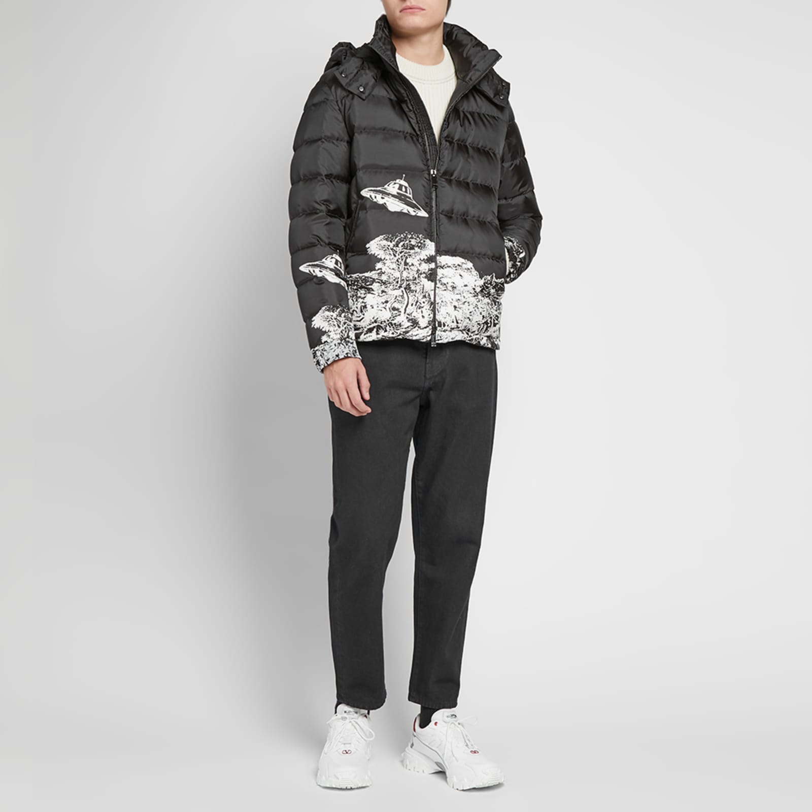 Valentino x Undercover Time Traveller Hooded Down Jacket Black, White