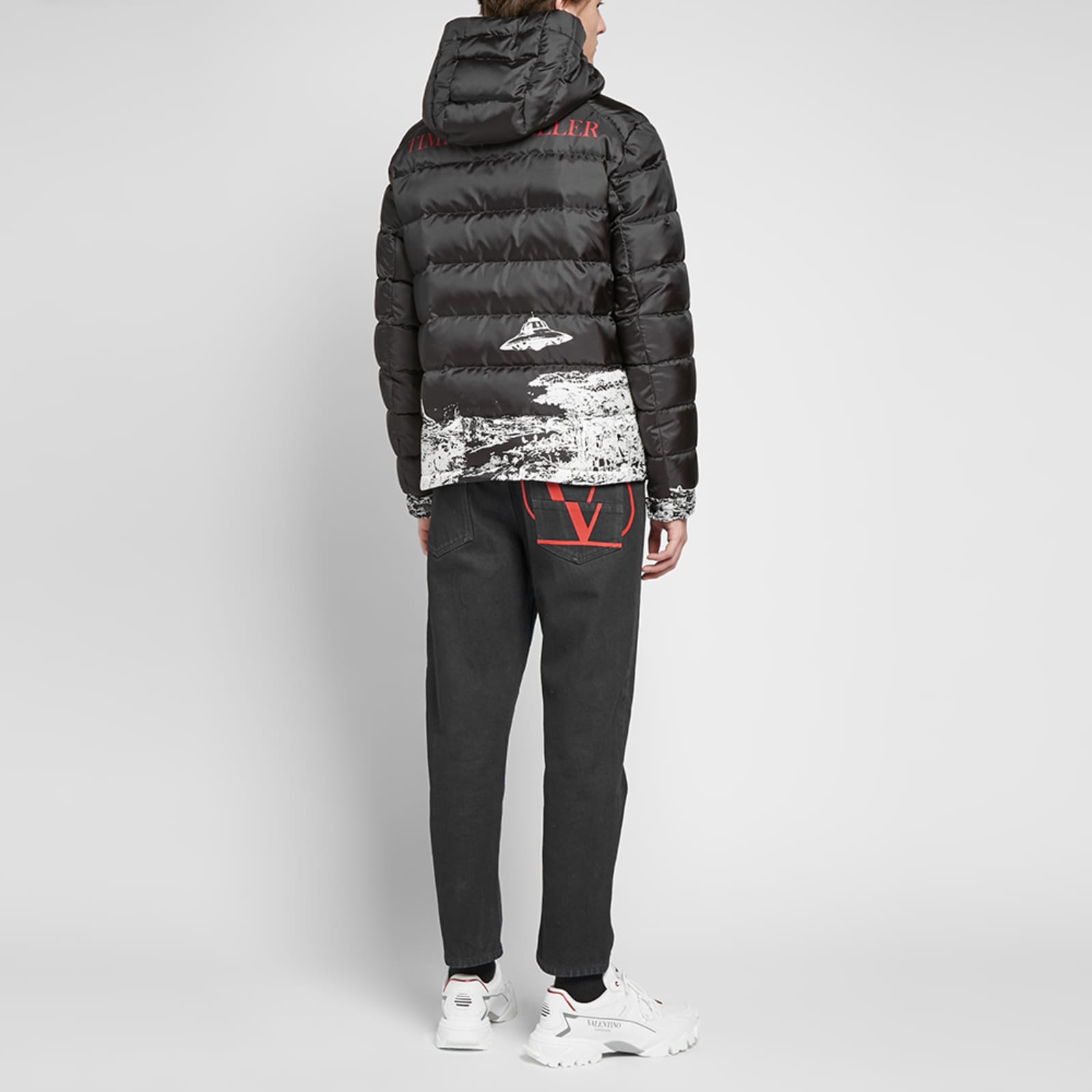 Valentino x Undercover Time Traveller Hooded Down Jacket Black, White