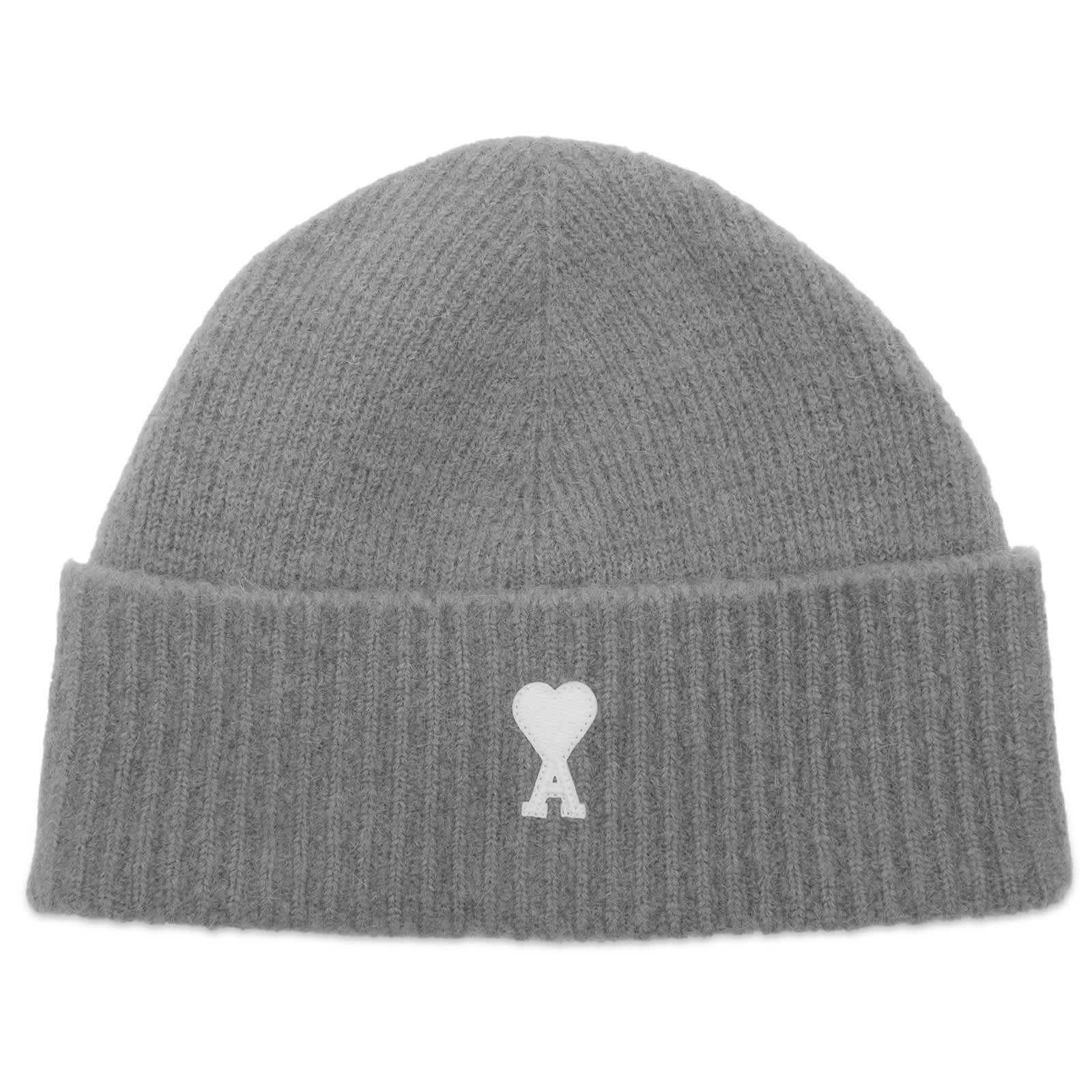 AMI Paris Alpaca Knit Beanie - Gris/Ecru