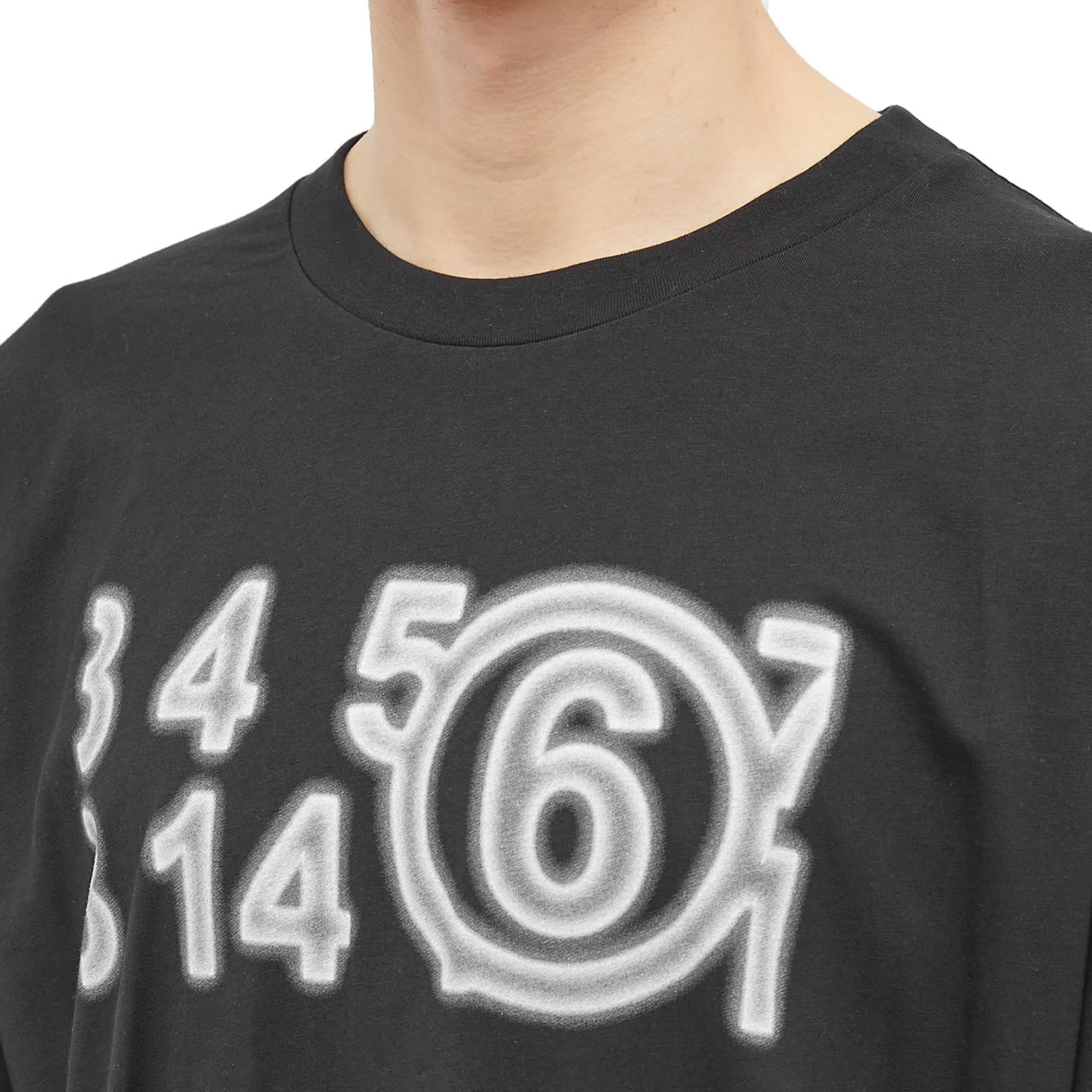 MM6 Maison Margiela Number Logo Mock Neck Long Sleeve T-Shirt - Black