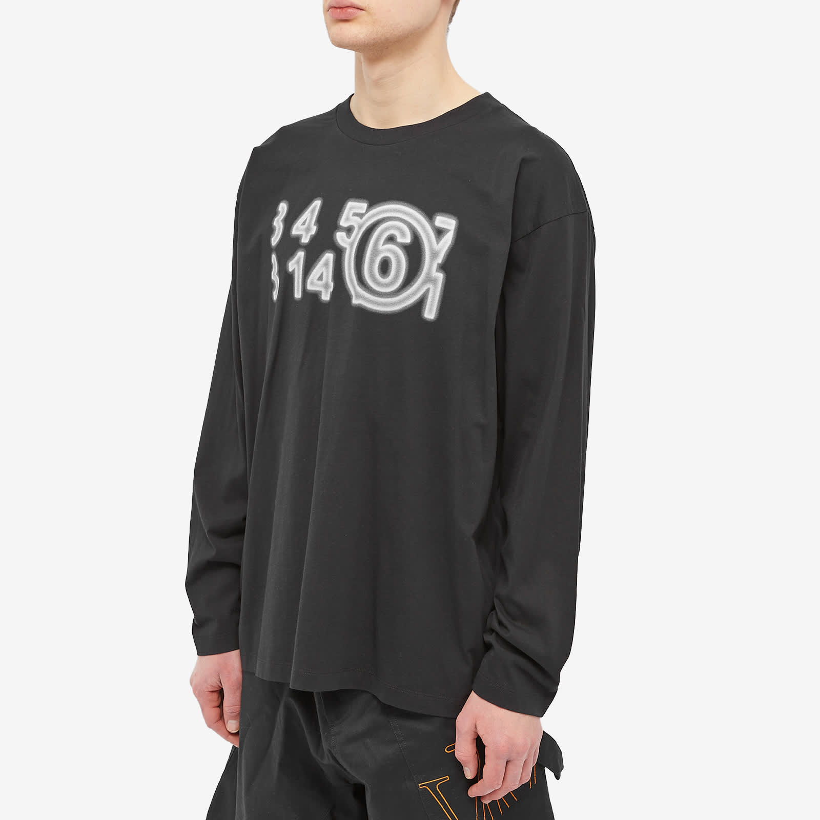 MM6 Maison Margiela Number Logo Mock Neck Long Sleeve T-Shirt - Black