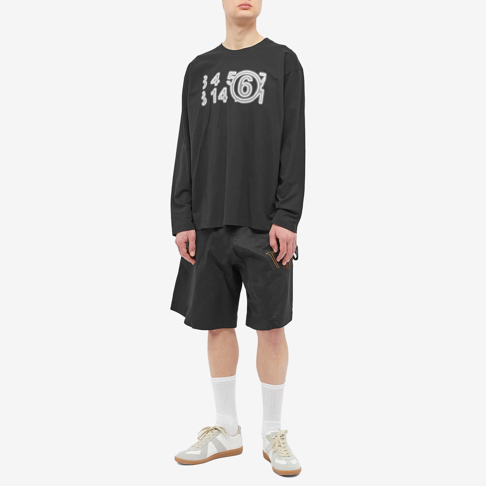 MM6 Maison Margiela Number Logo Mock Neck Long Sleeve T-Shirt Black | END.