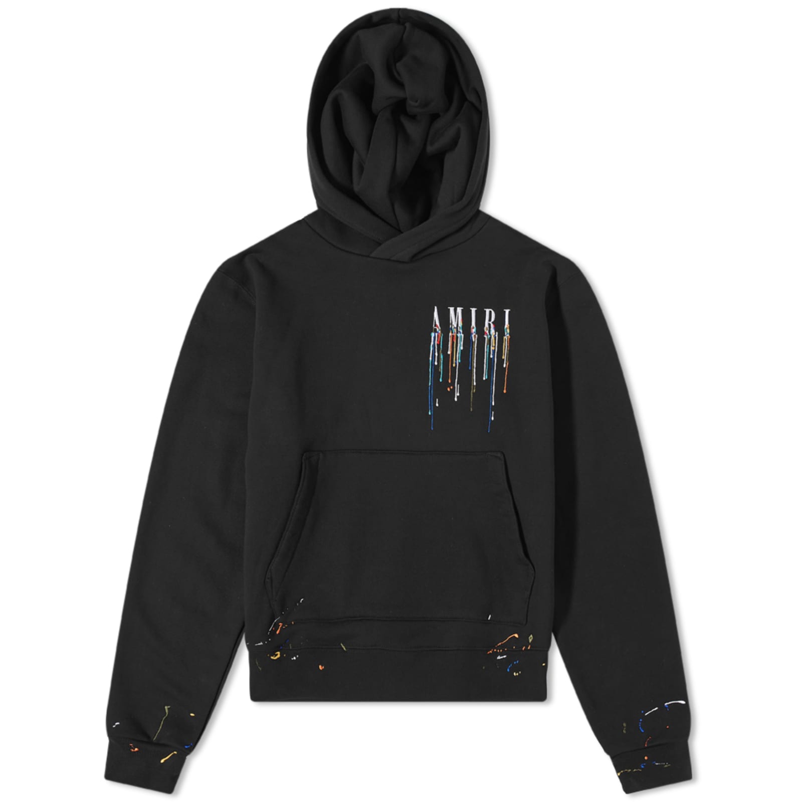 AMIRI Embroidered Paint Drip Popover Hoodie Black END.