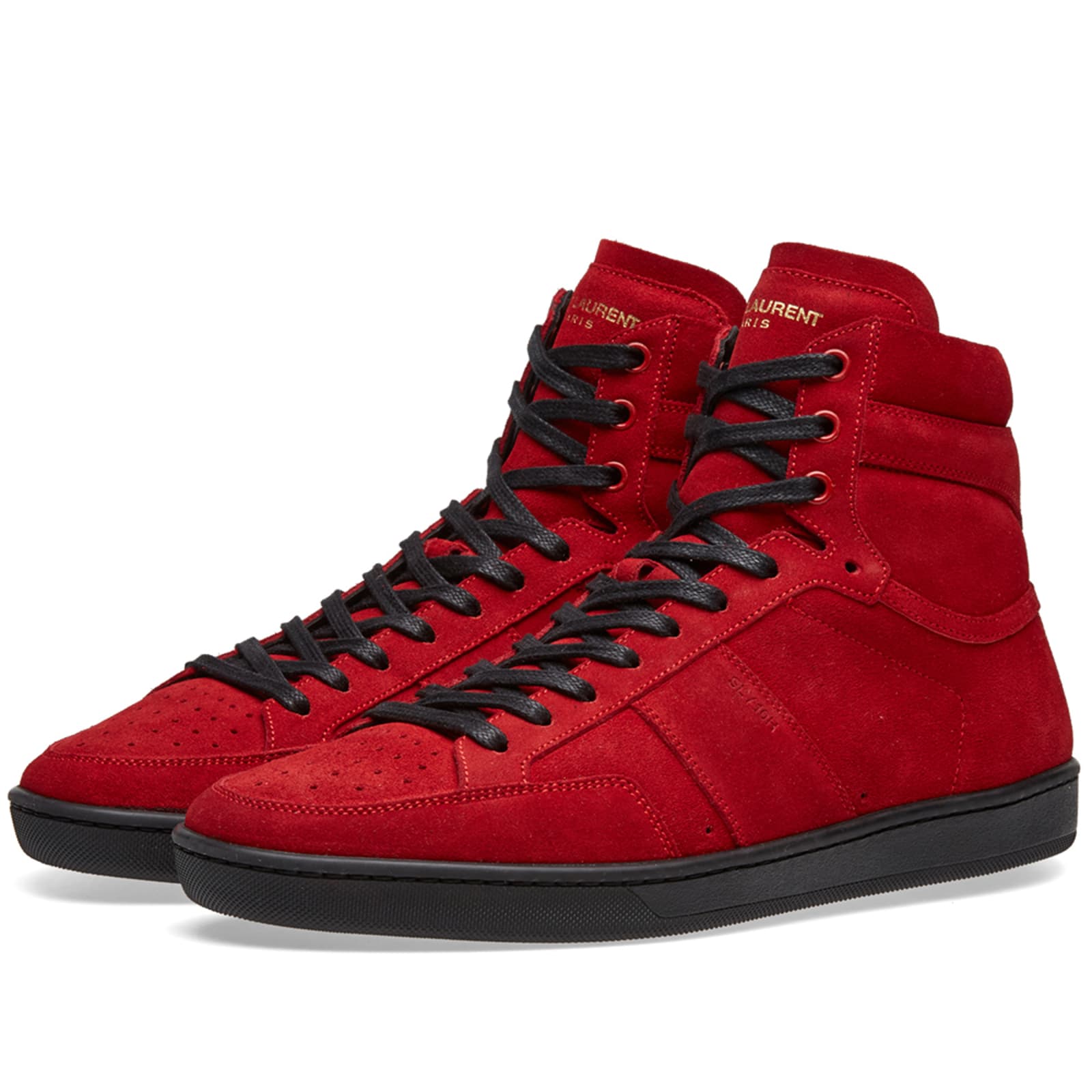 Saint Laurent SL10 High Top Sneaker Red Suede END.