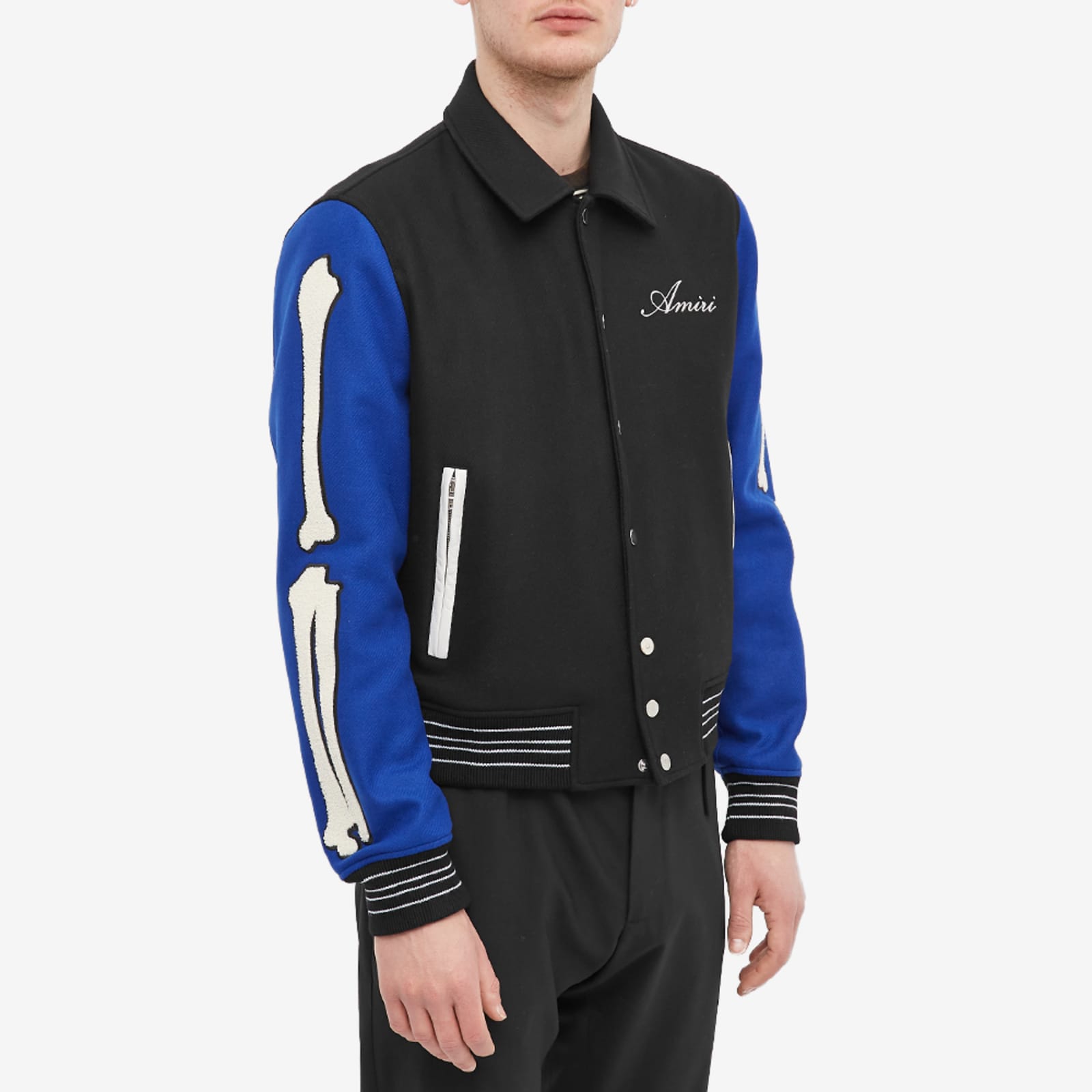 AMIRI Bones Varsity Jacket - Black & Blue