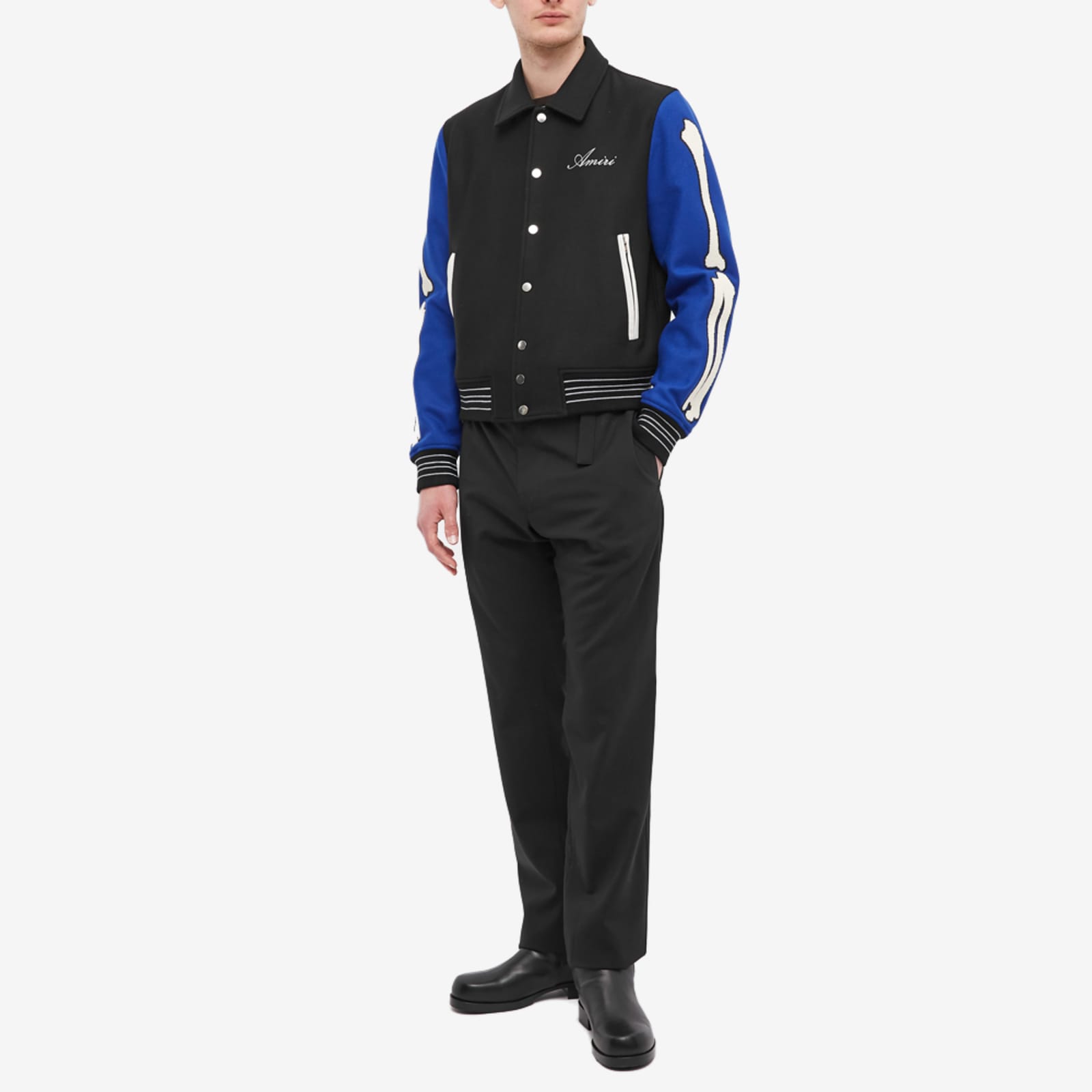 AMIRI Bones Varsity Jacket - Black & Blue