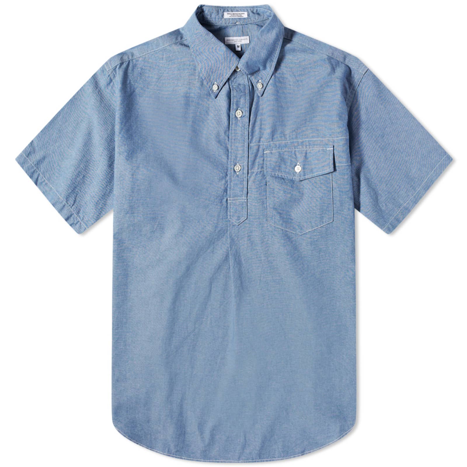 Engineered Garments Short Sleeve Chambray Button Down Shirt Light Blue