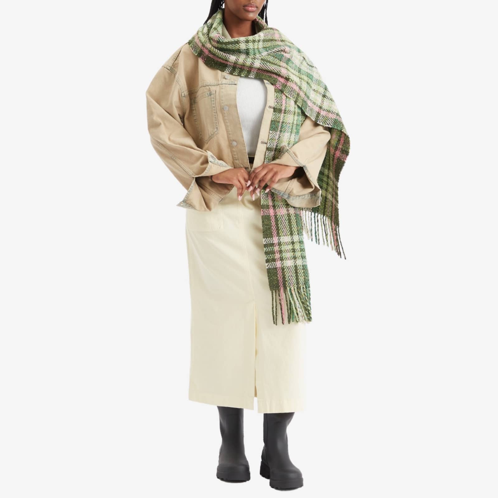 Acne Studios Volano Check Scarf - Green