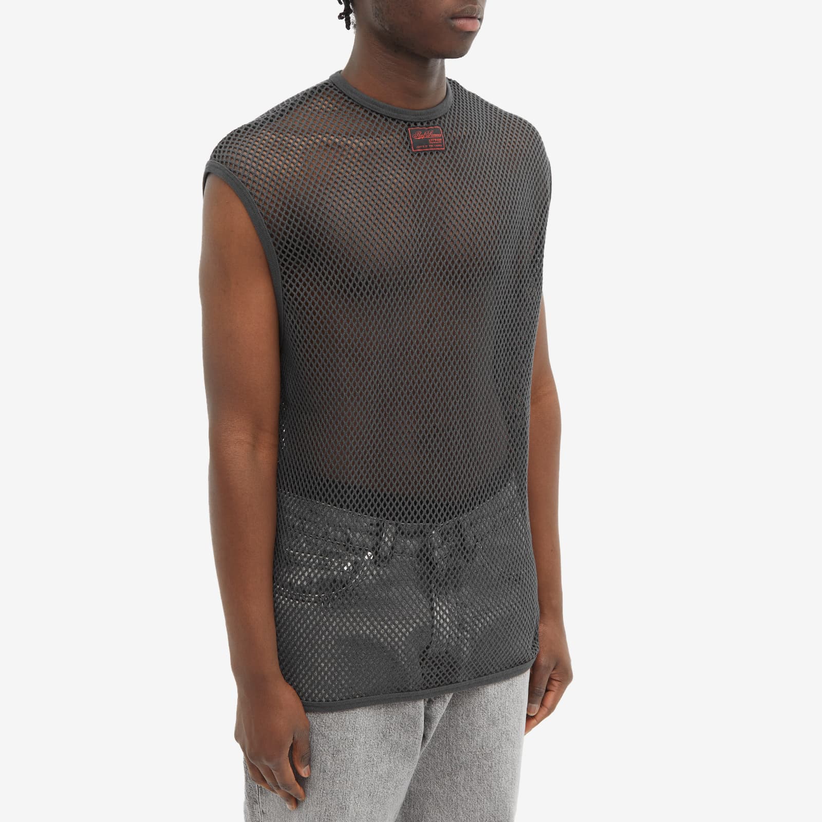 Raf Simons Sleeveless Net Top Dark Grey END.