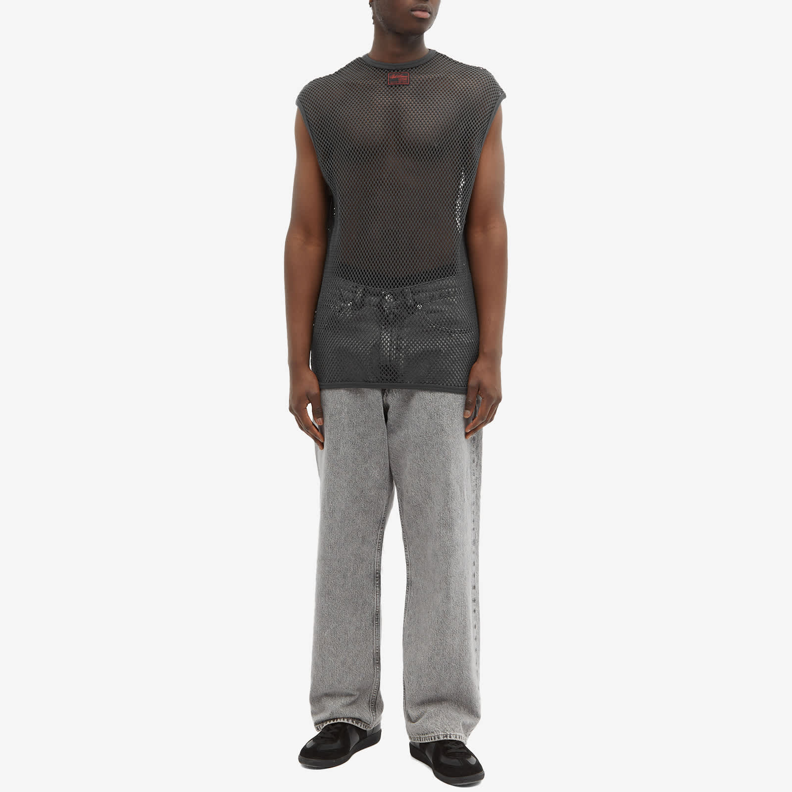 Raf Simons Sleeveless Net Top Dark Grey END.