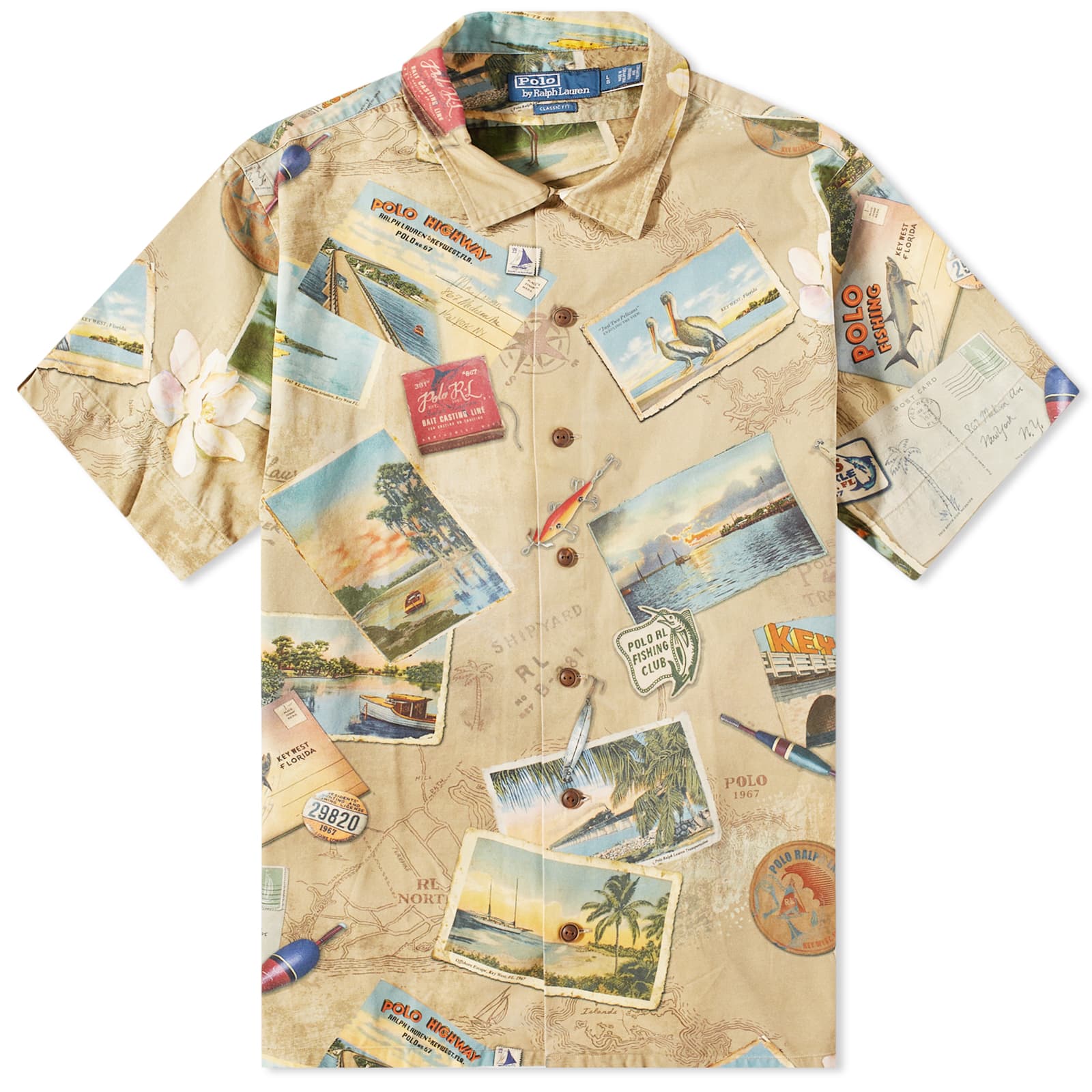 Polo Ralph Lauren Postcard Print Vacation Shirt Wish You Were Here