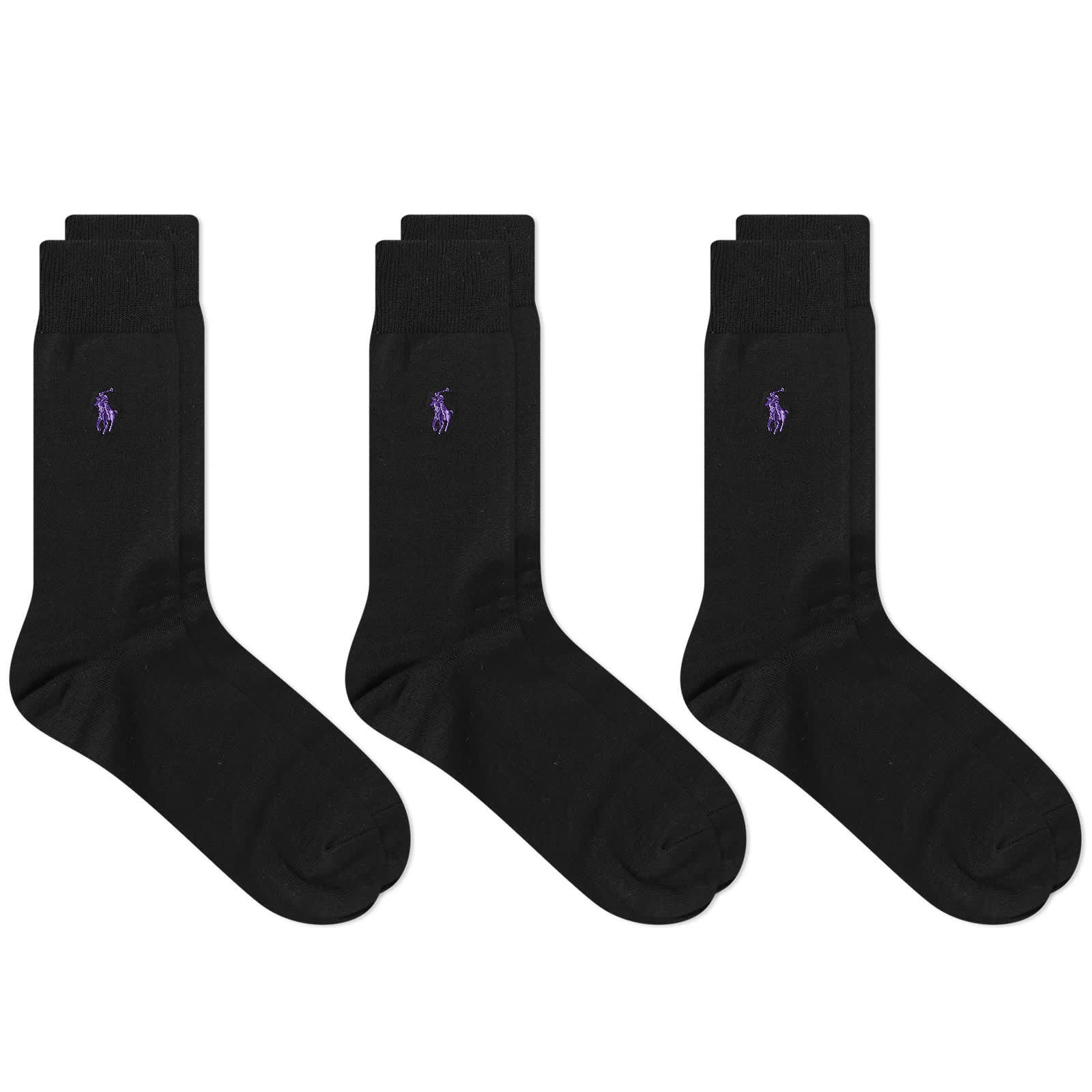 Polo Ralph Lauren Mercerized Sock - 3 Pack - Black