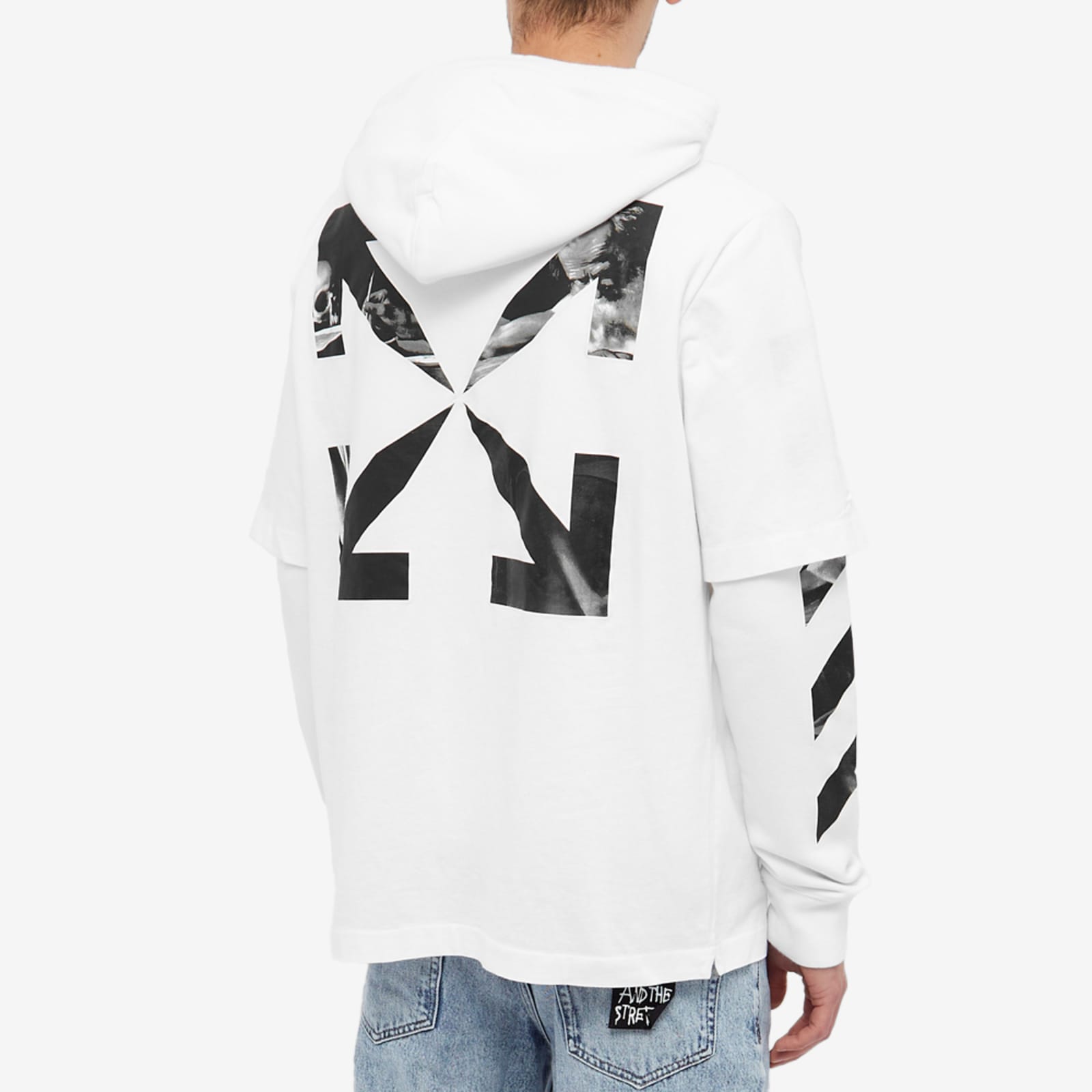 Off-White Caravaggio Arrow Double Sleeve Hoodie - White